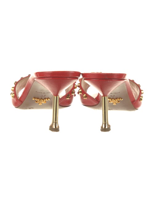 Prada Saffiano Leather Studded Accents Slides