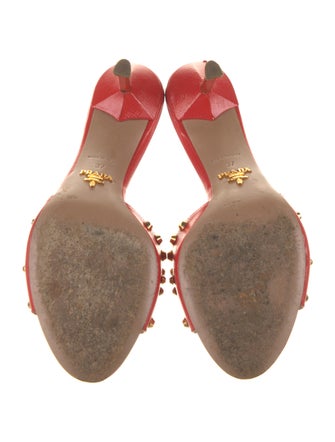 Prada Saffiano Leather Studded Accents Slides