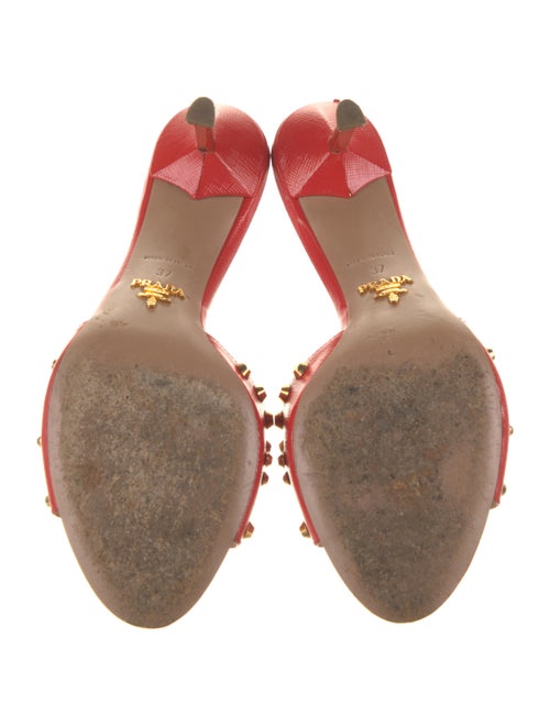 Prada Saffiano Leather Studded Accents Slides