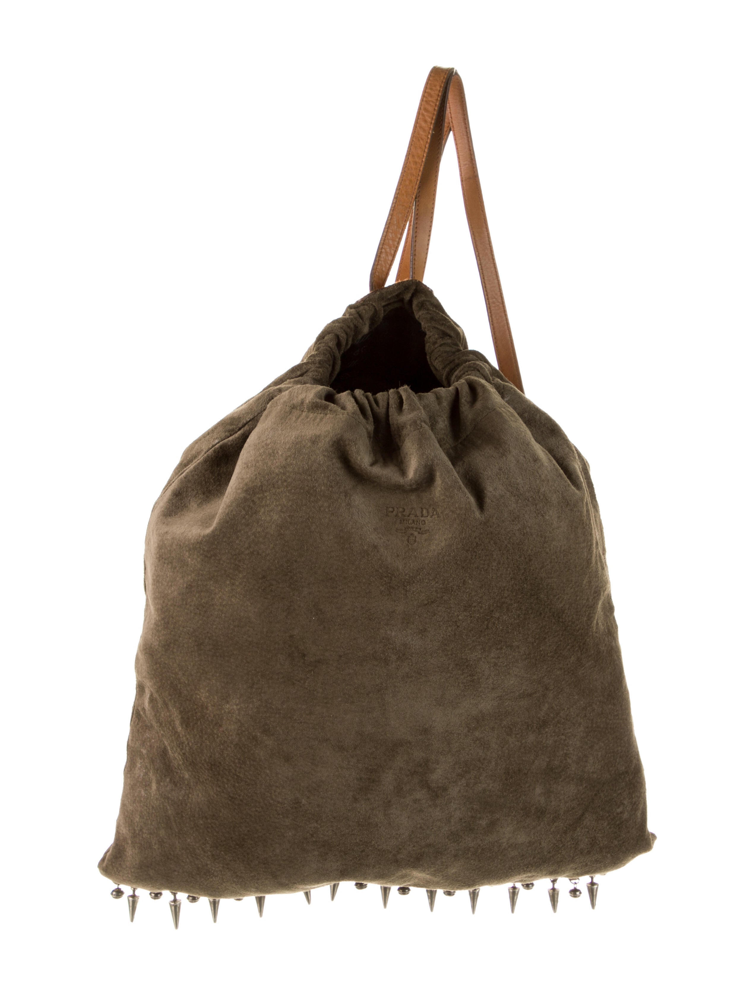 PRADA Suede drawstring backpack Brown