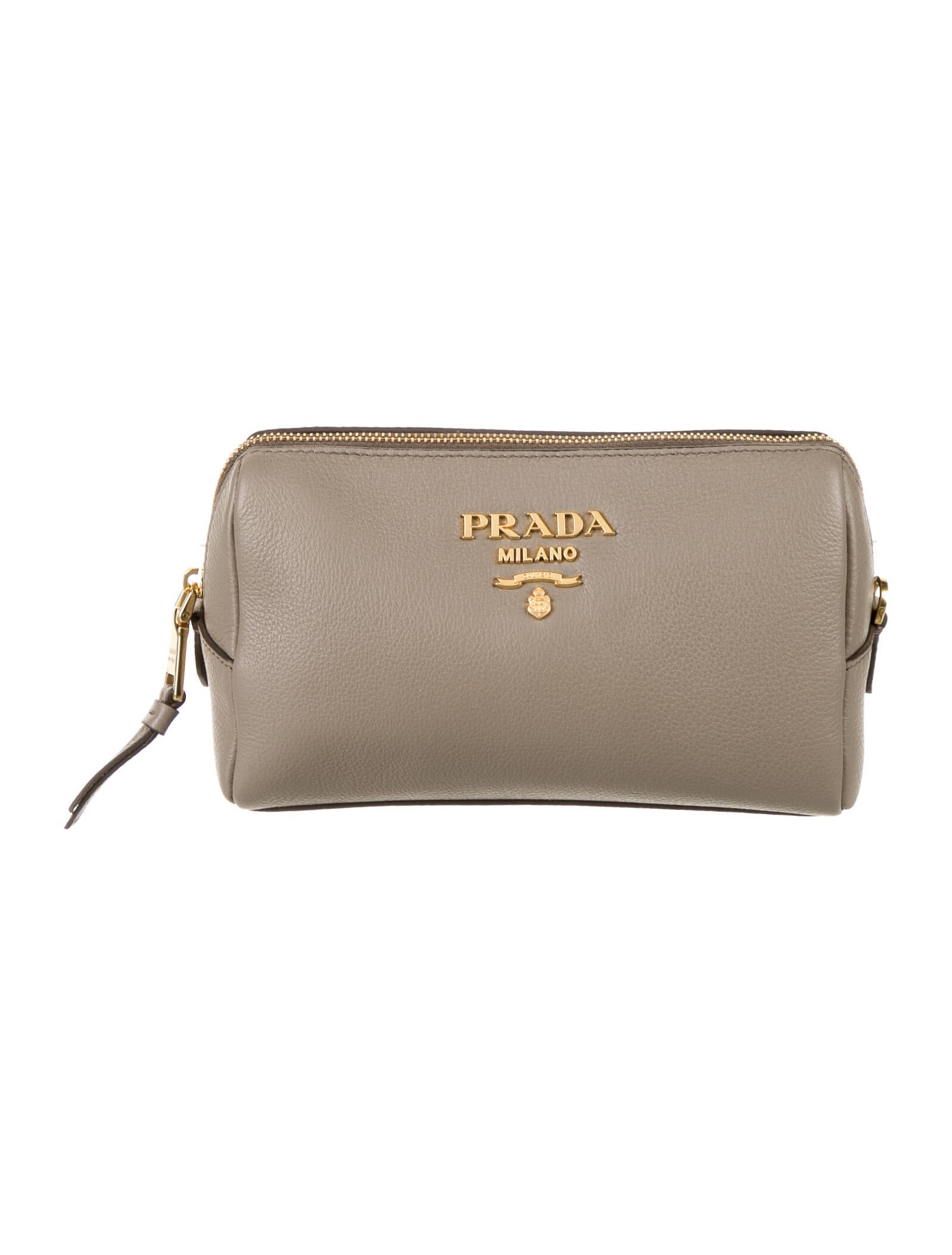 Prada Leather Cosmetics Bag Grey Cosmetic Bags, Accessories