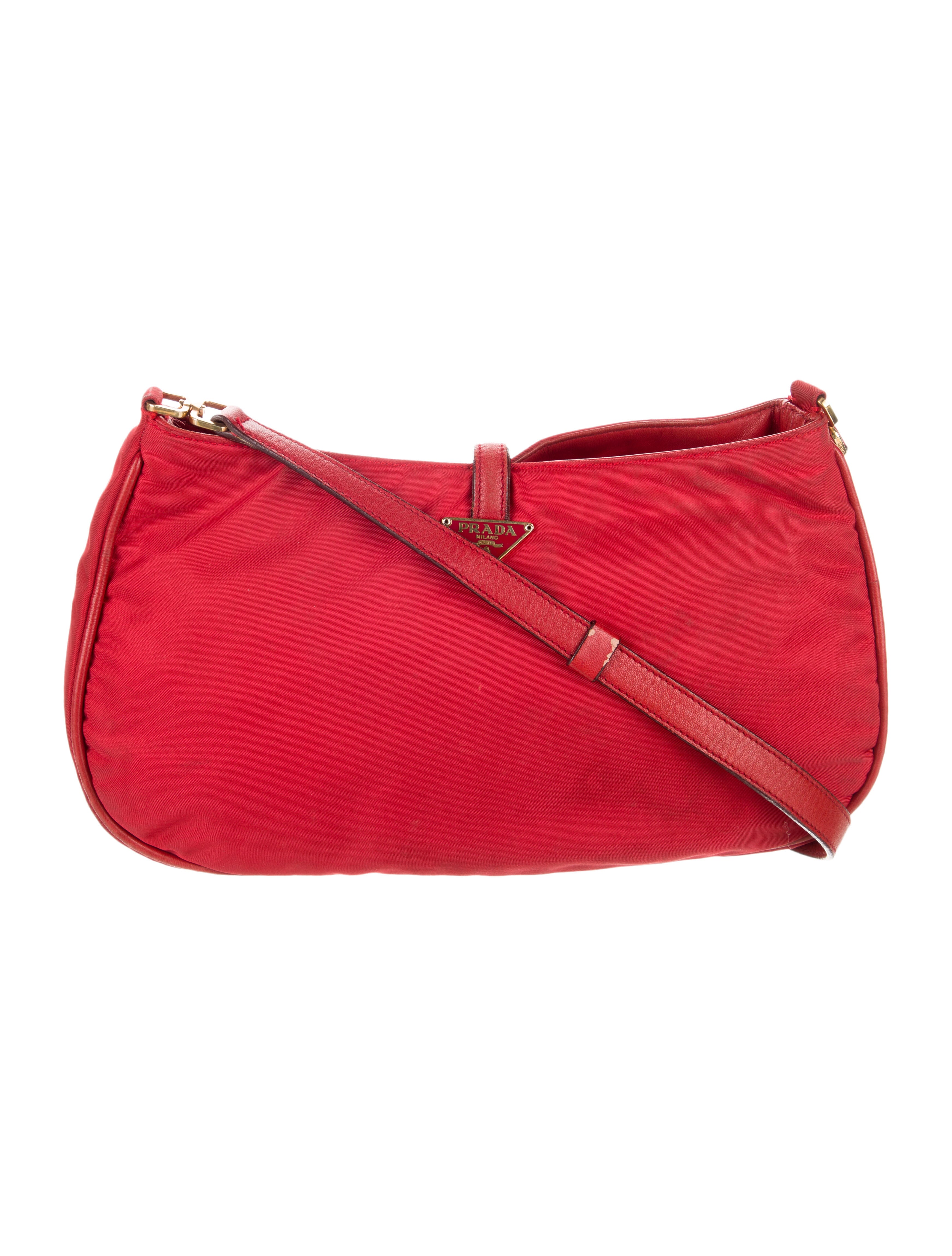 Prada LeatherTrimmed Vela Shoulder Bag Red Shoulder Bags, Handbags