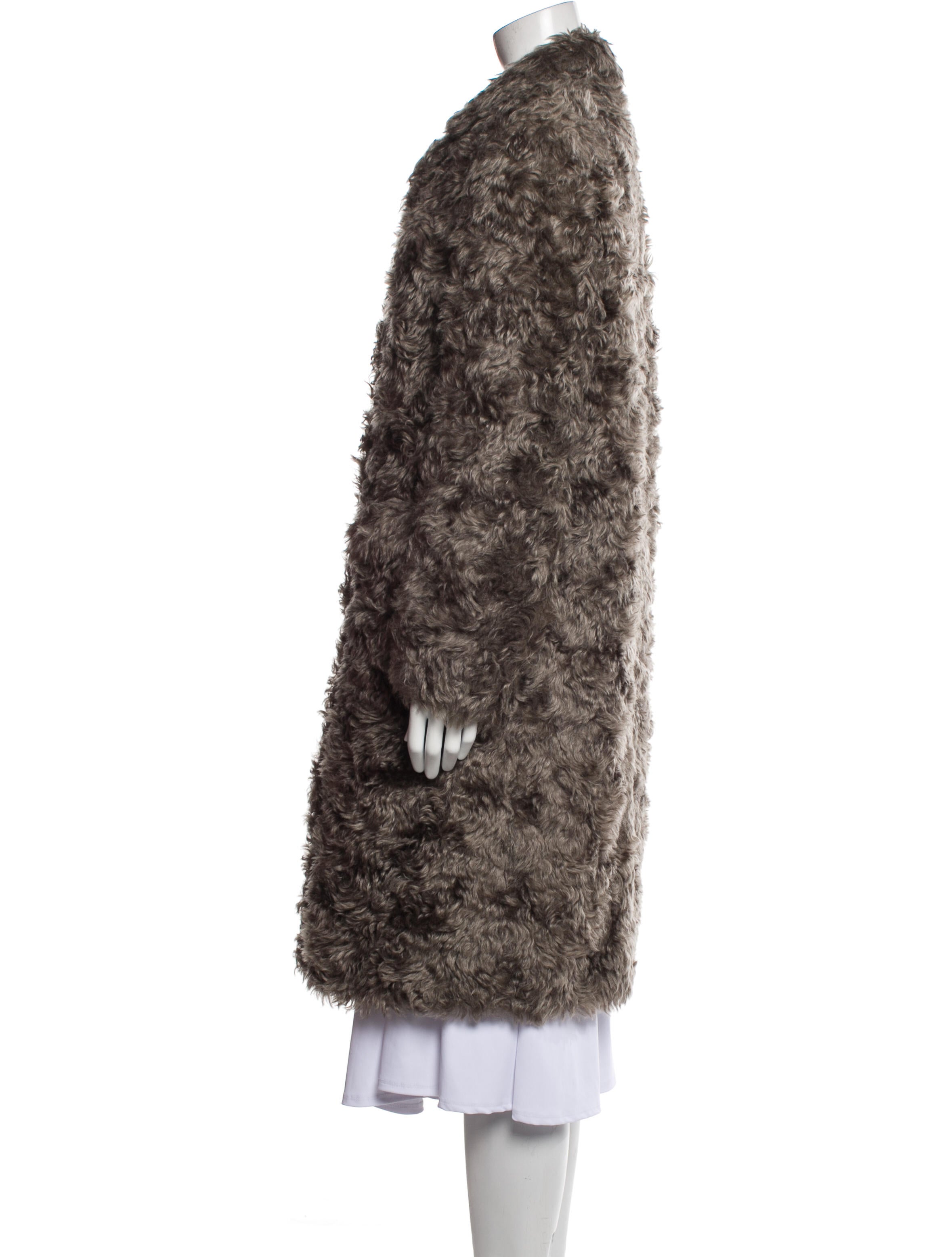 Prada Vintage Mohair Faux Fur Coat Grey Coats, Clothing PRA720006