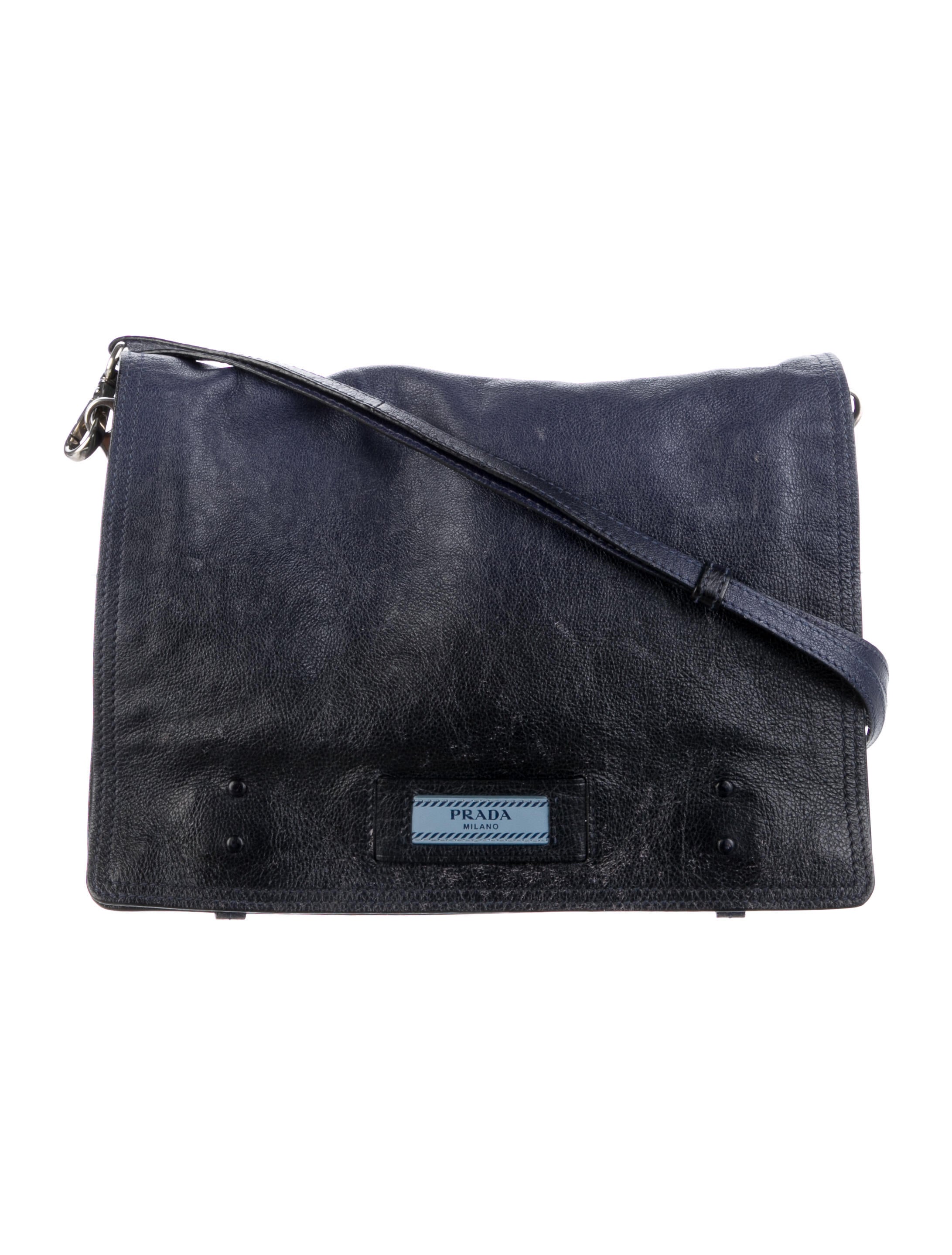 Prada Glace Calf Etiquette Messenger Bag Grey Shoulder Bags, Handbags