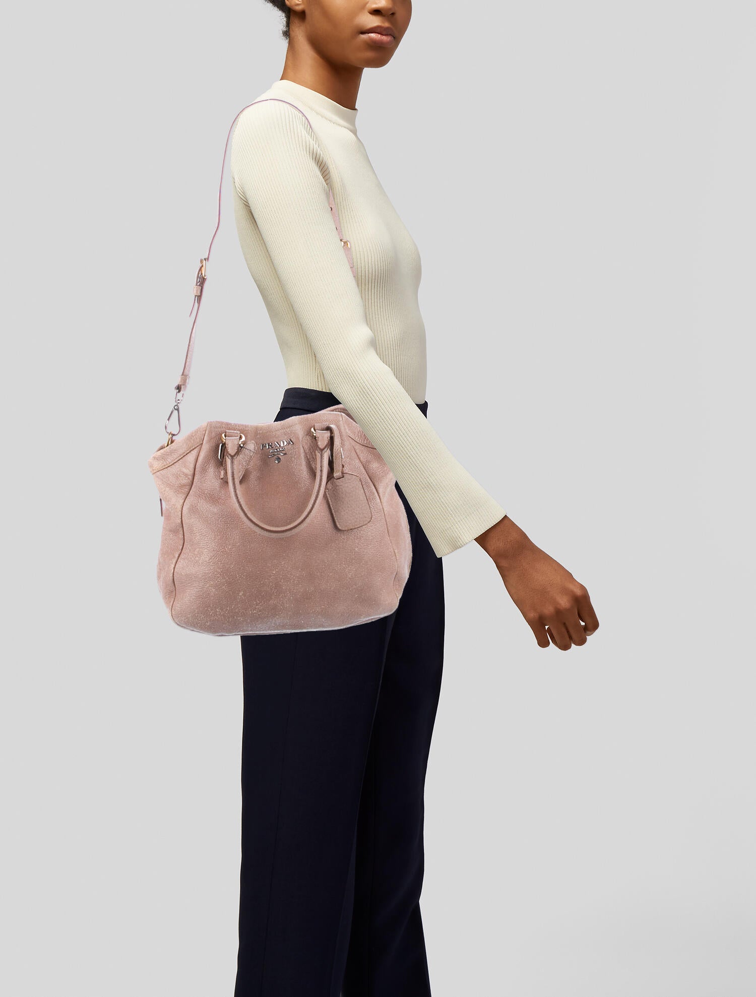 Prada Vitello Daino Zip Hobo Brown Shoulder Bags, Handbags