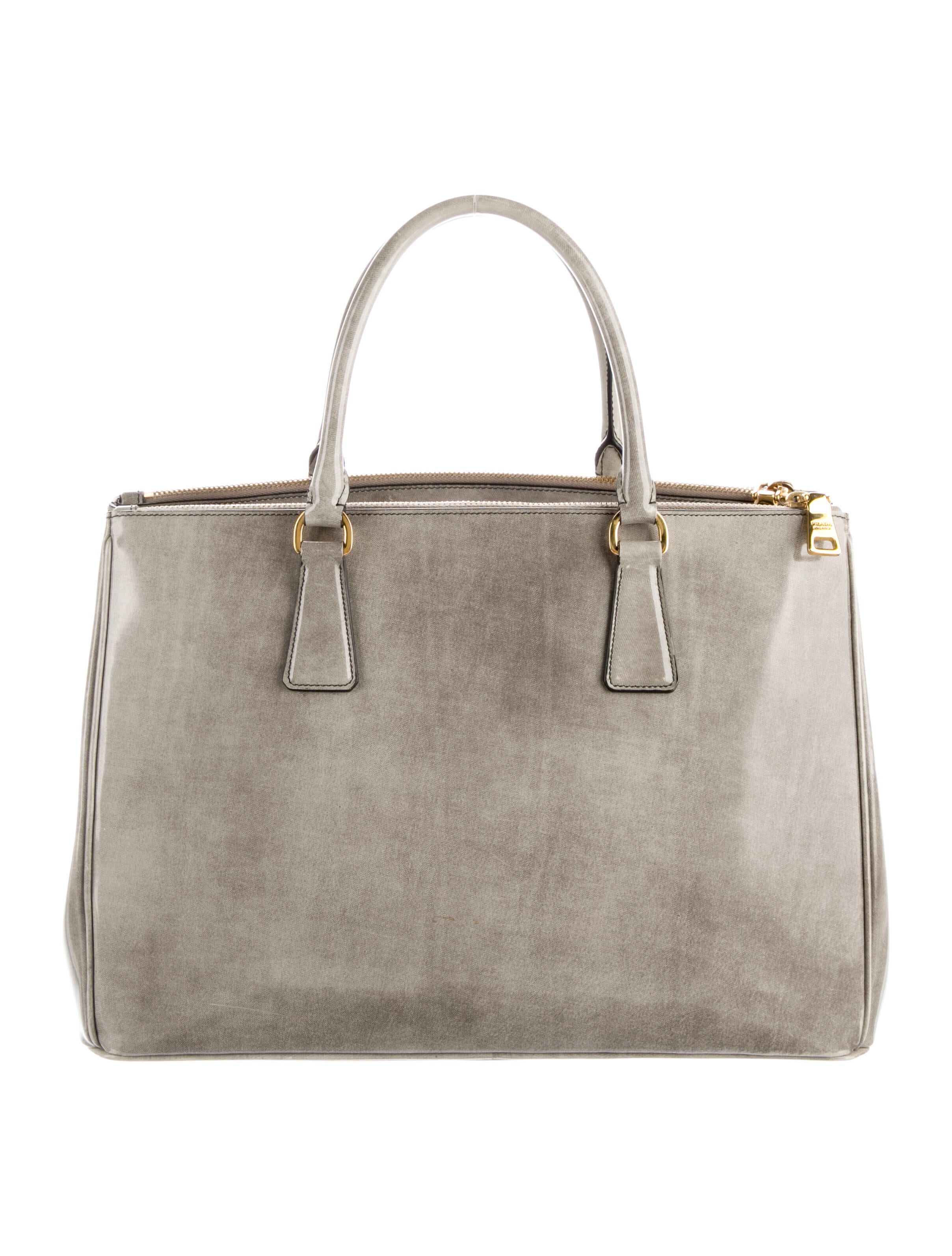 Prada Medium Spazzolato Galleria Double Zip Tote - Grey Totes