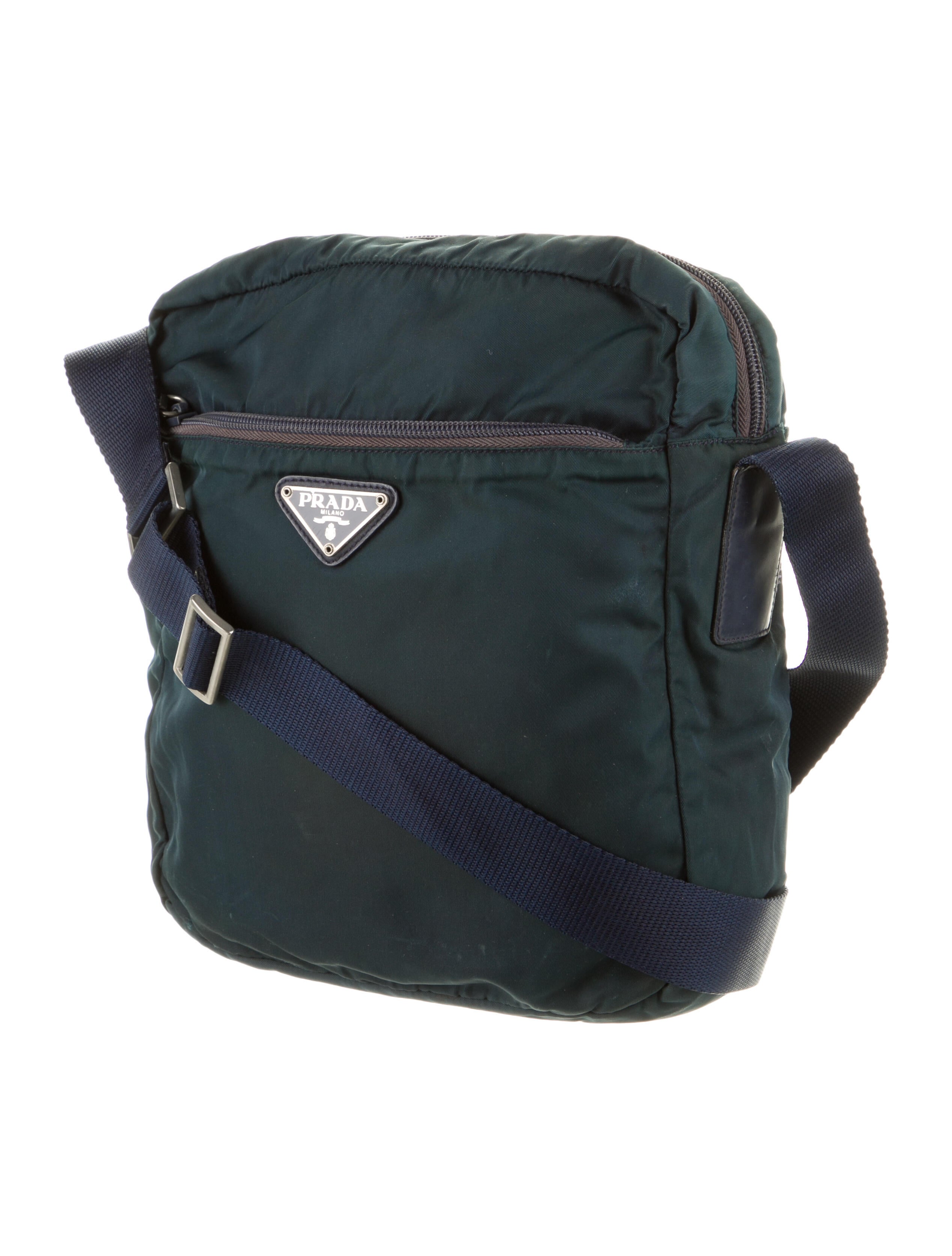 Prada Vintage Tessuto Flat Messenger Bag Blue Messenger Bags, Bags
