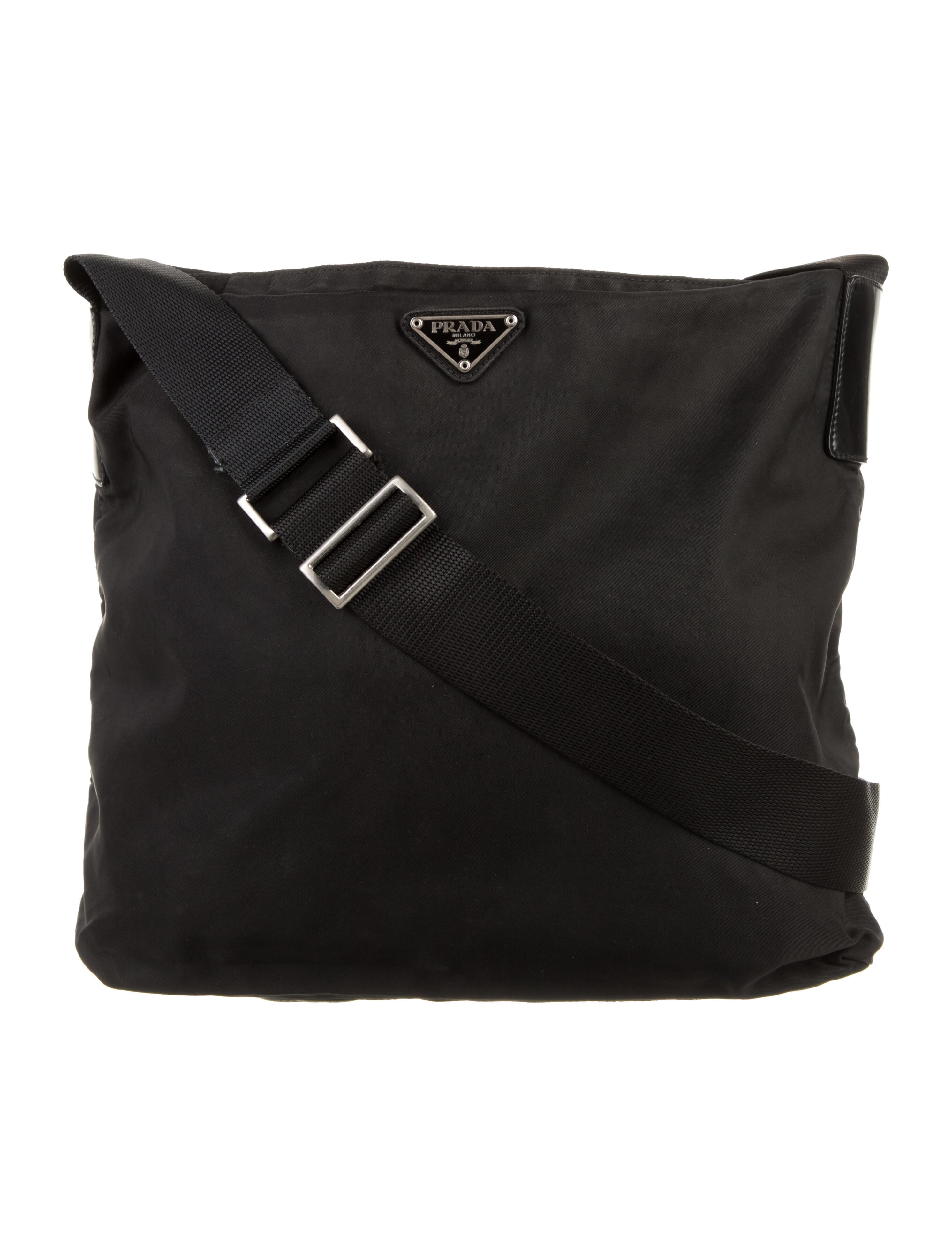 Prada LeatherTrimmed Buckle Bag Black Shoulder Bags, Handbags