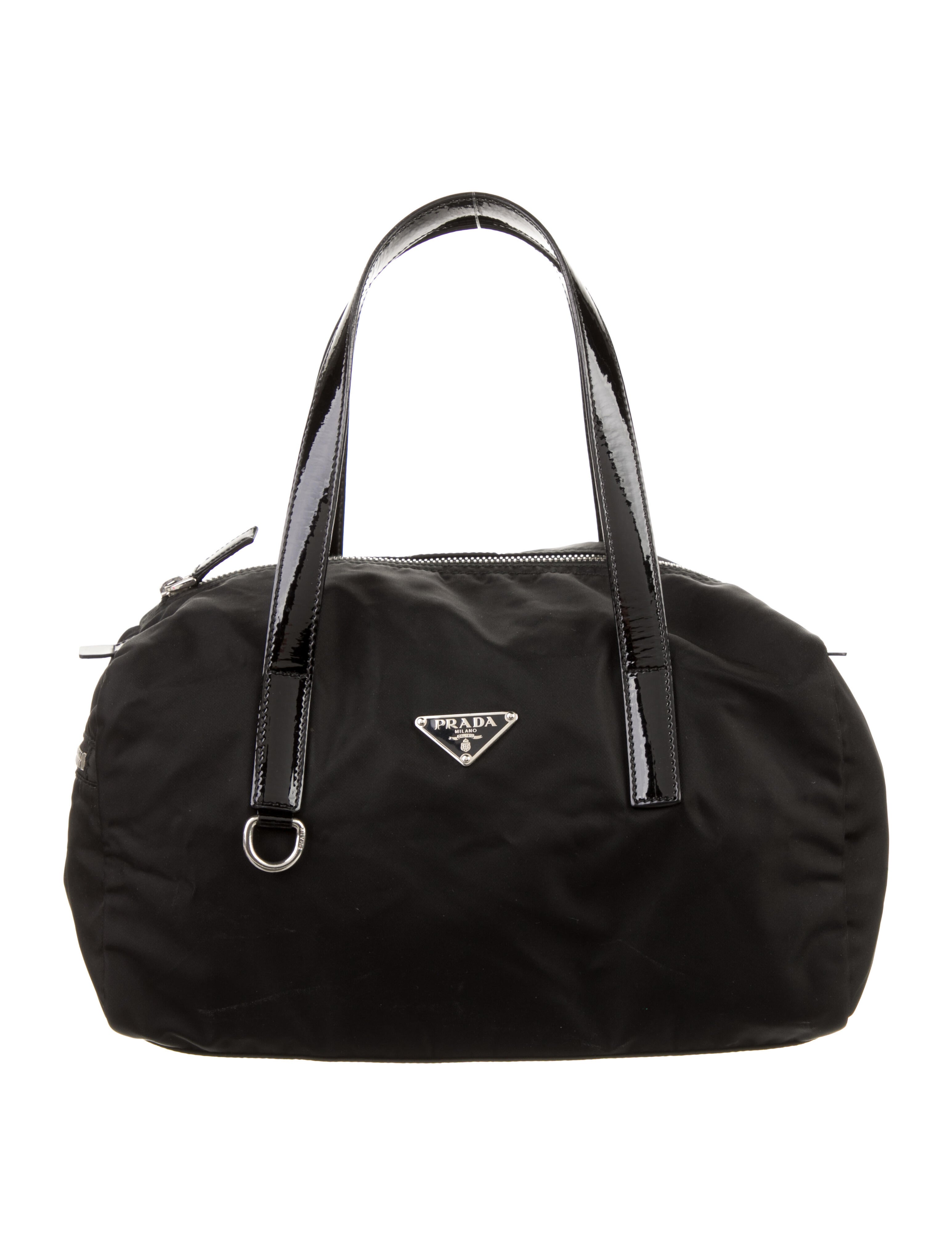 Prada LeatherTrimmed Buckle Bag Black Shoulder Bags, Handbags