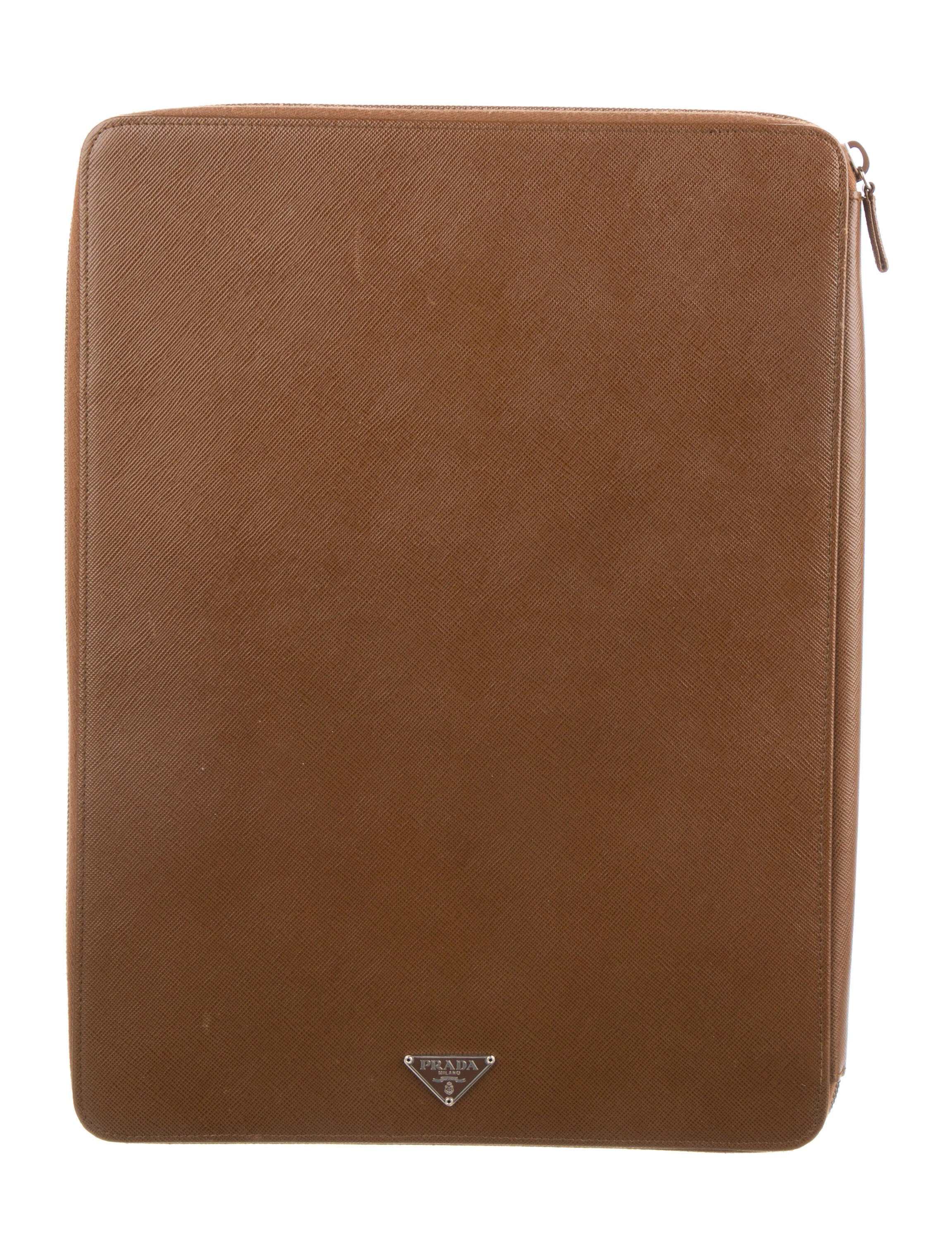 Prada Saffiano Lux Portfolio Brown Portfolios & Pouches, Bags PRA731501 The RealReal