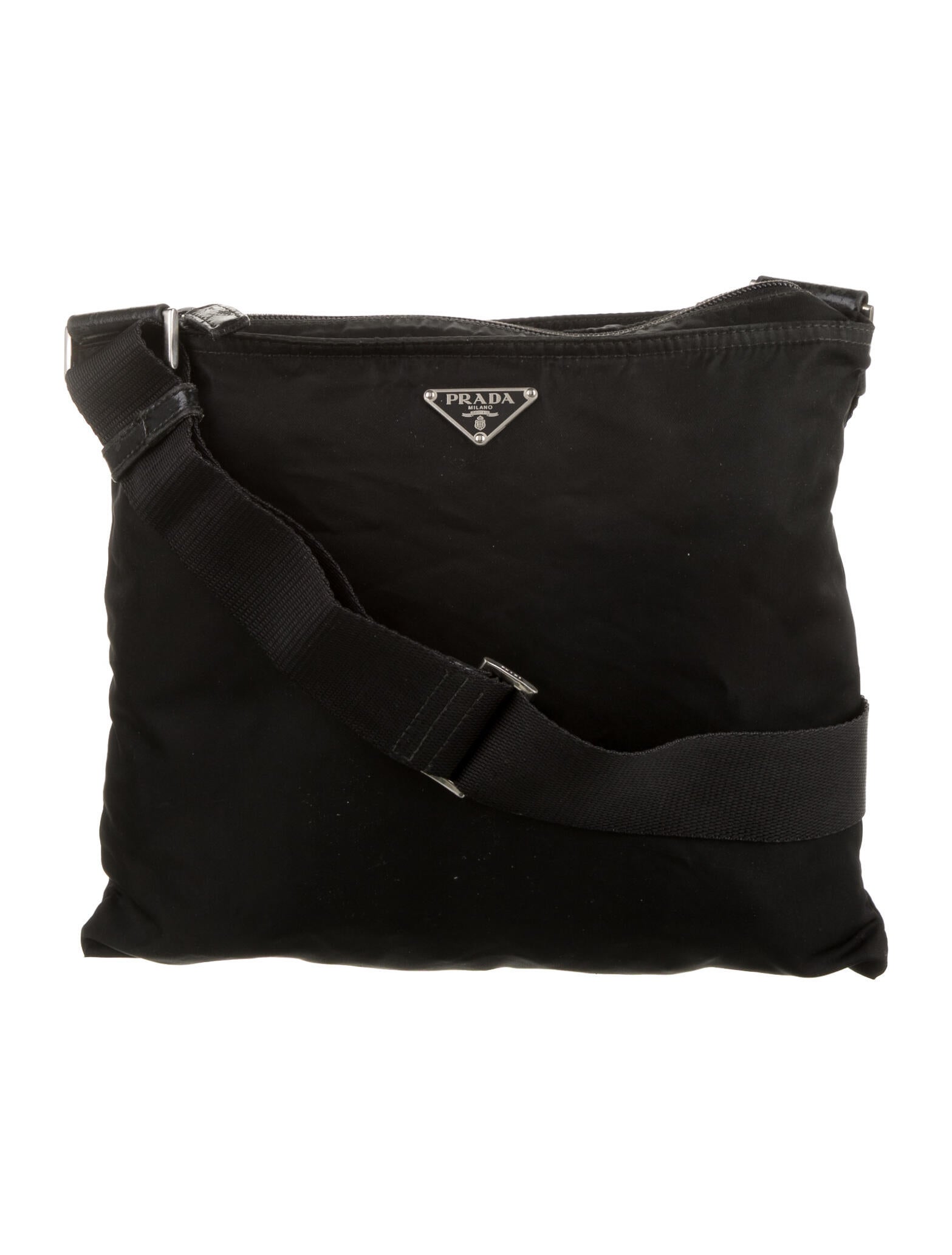 Prada LeatherTrimmed Buckle Bag Black Shoulder Bags, Handbags