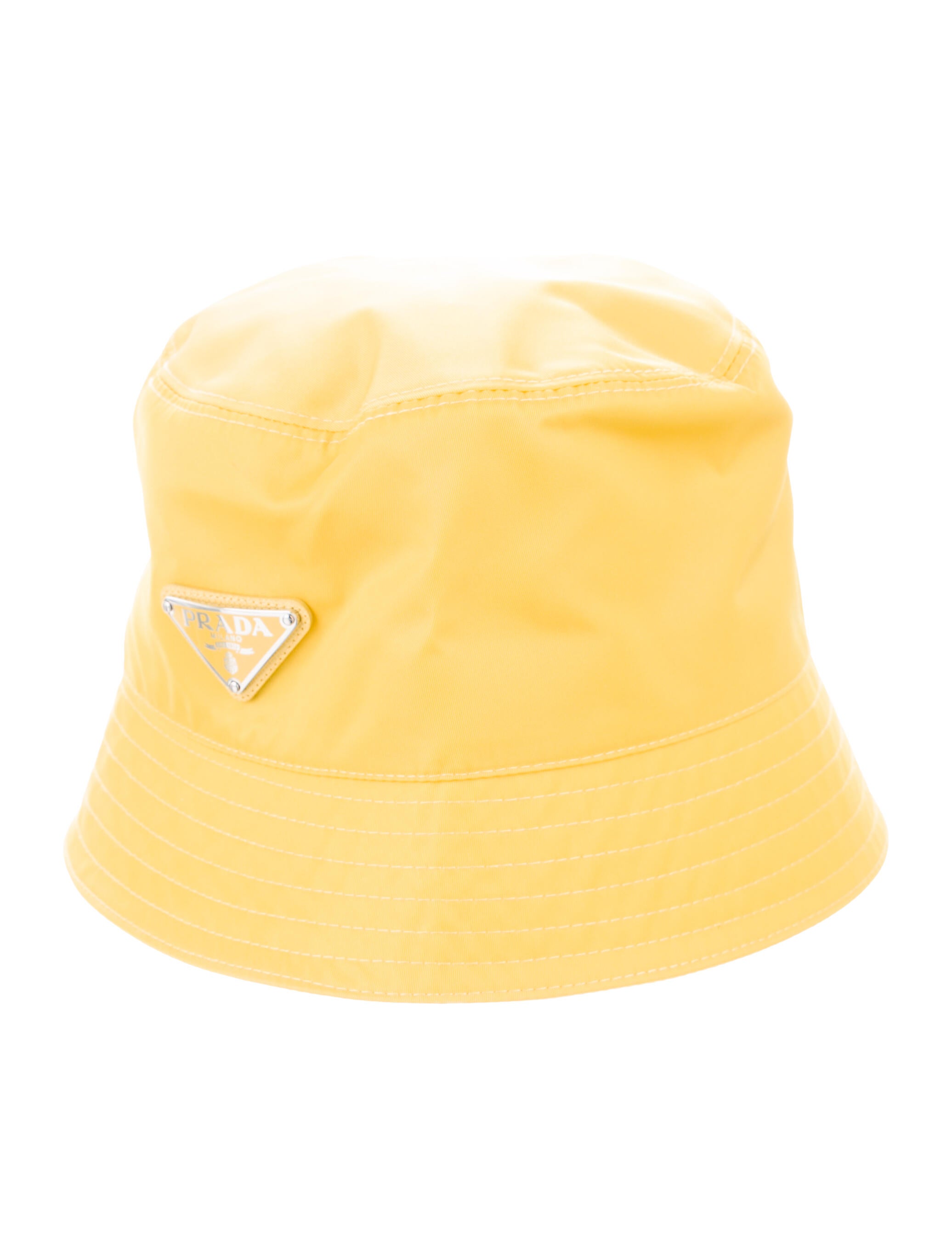 Prada Nylon Logo Bucket Hat Yellow Hats, Accessories PRA738079