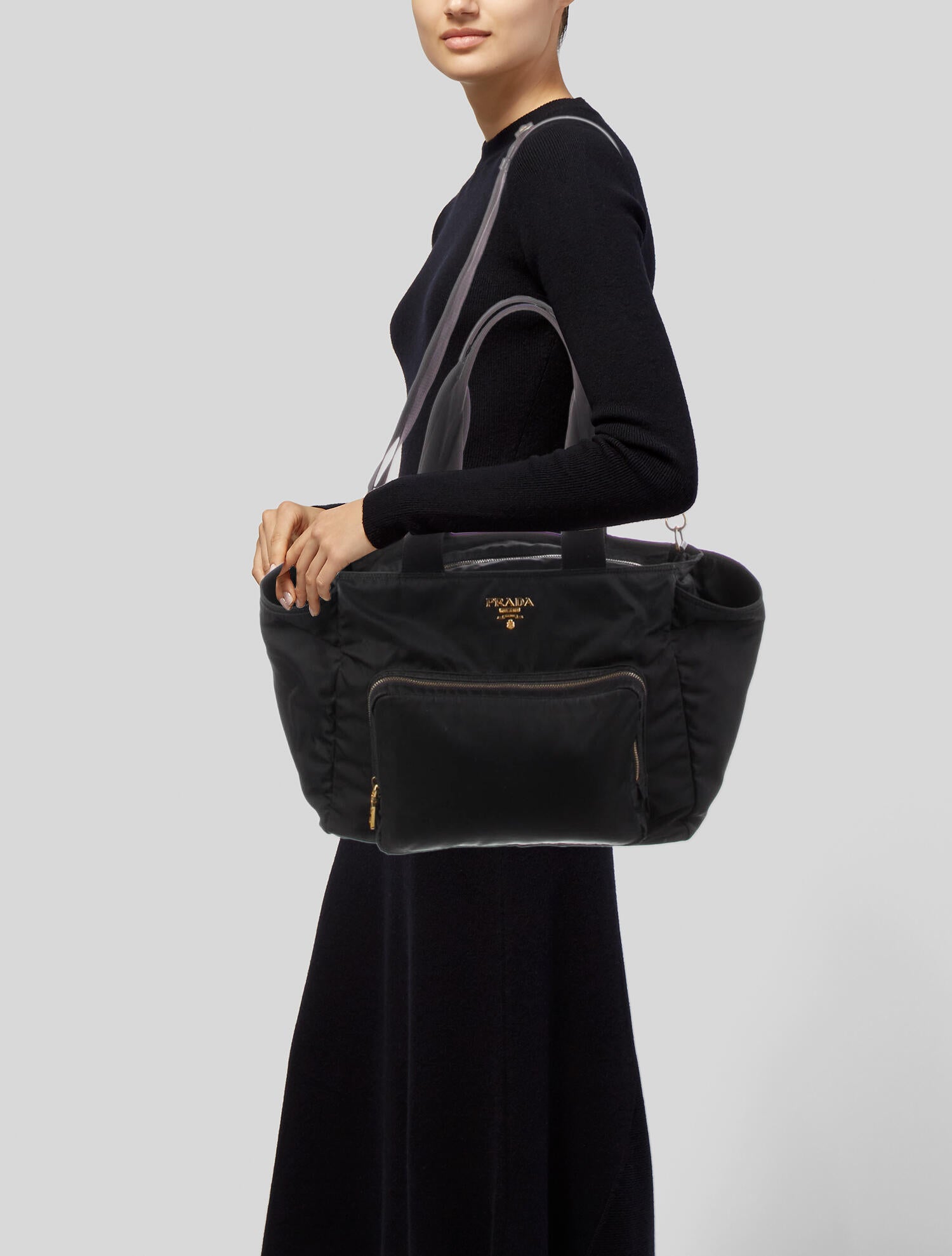 Prada Tessuto Baby Bag Black Totes, Handbags PRA740633 The RealReal