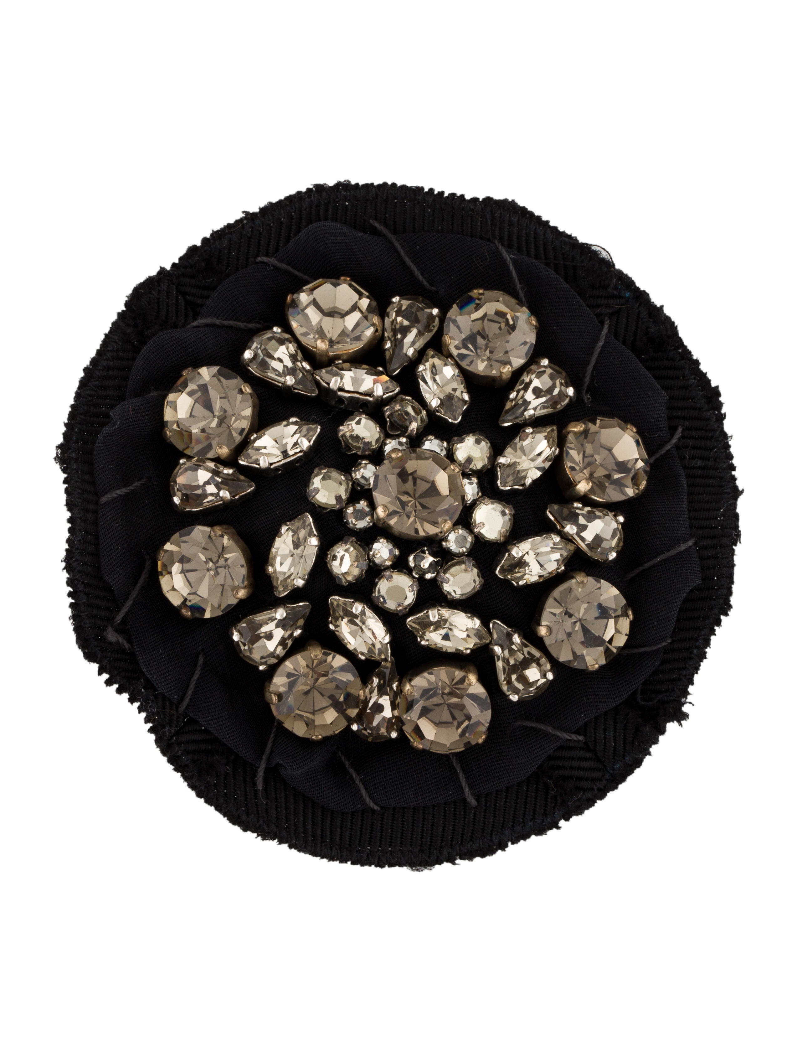 Prada Crystal Embellished Brooch Gunmetal Pin, Brooches PRA747244