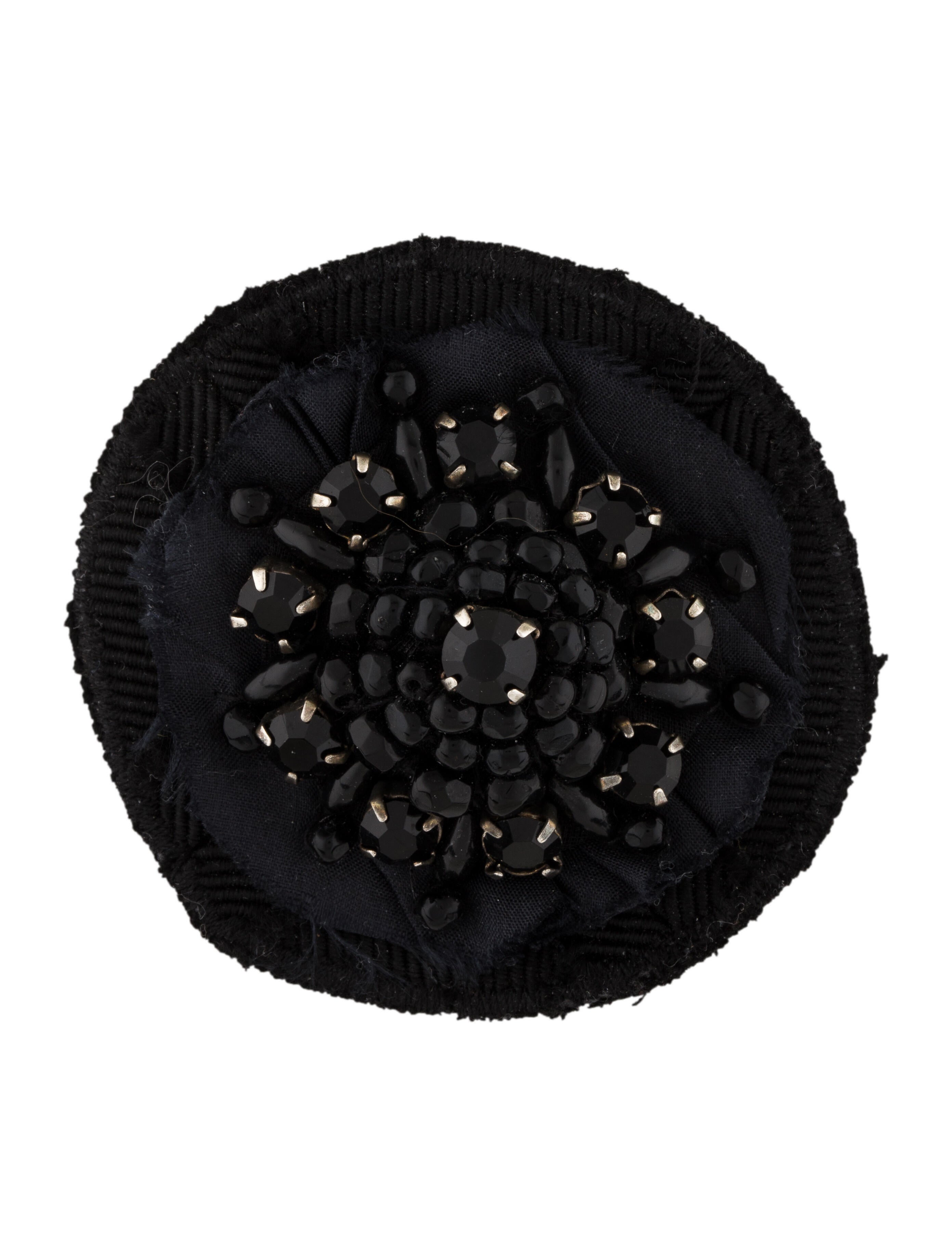 Prada Crystal Embellished Brooch Gunmetal Pin, Brooches PRA747312