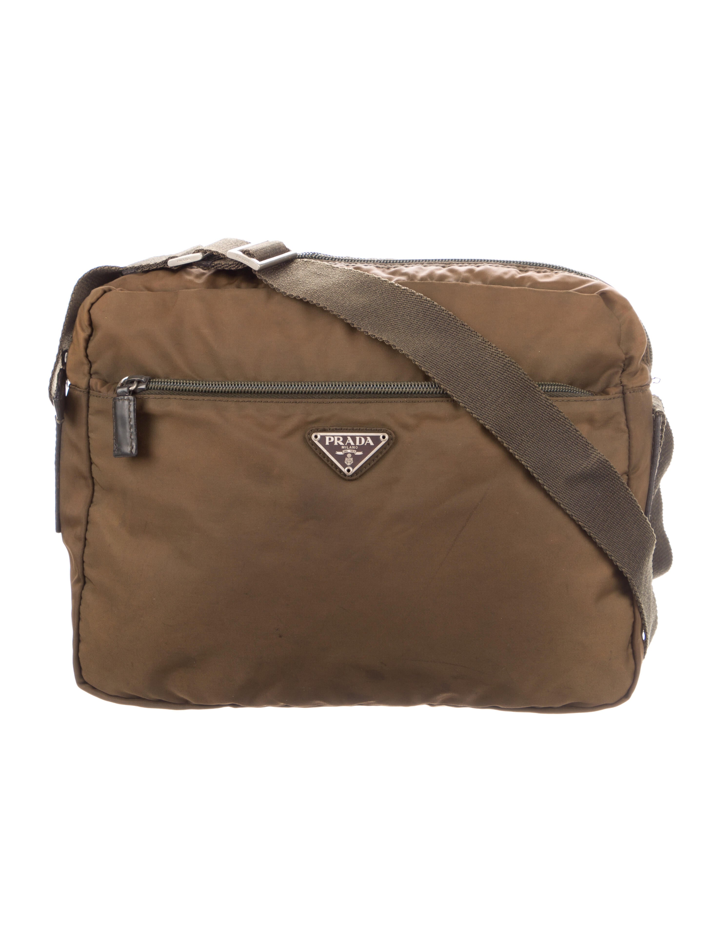 Prada Logo Jacquard Leather Trim Crossbody Brown Crossbody Bags, Handbags PRA678211 The