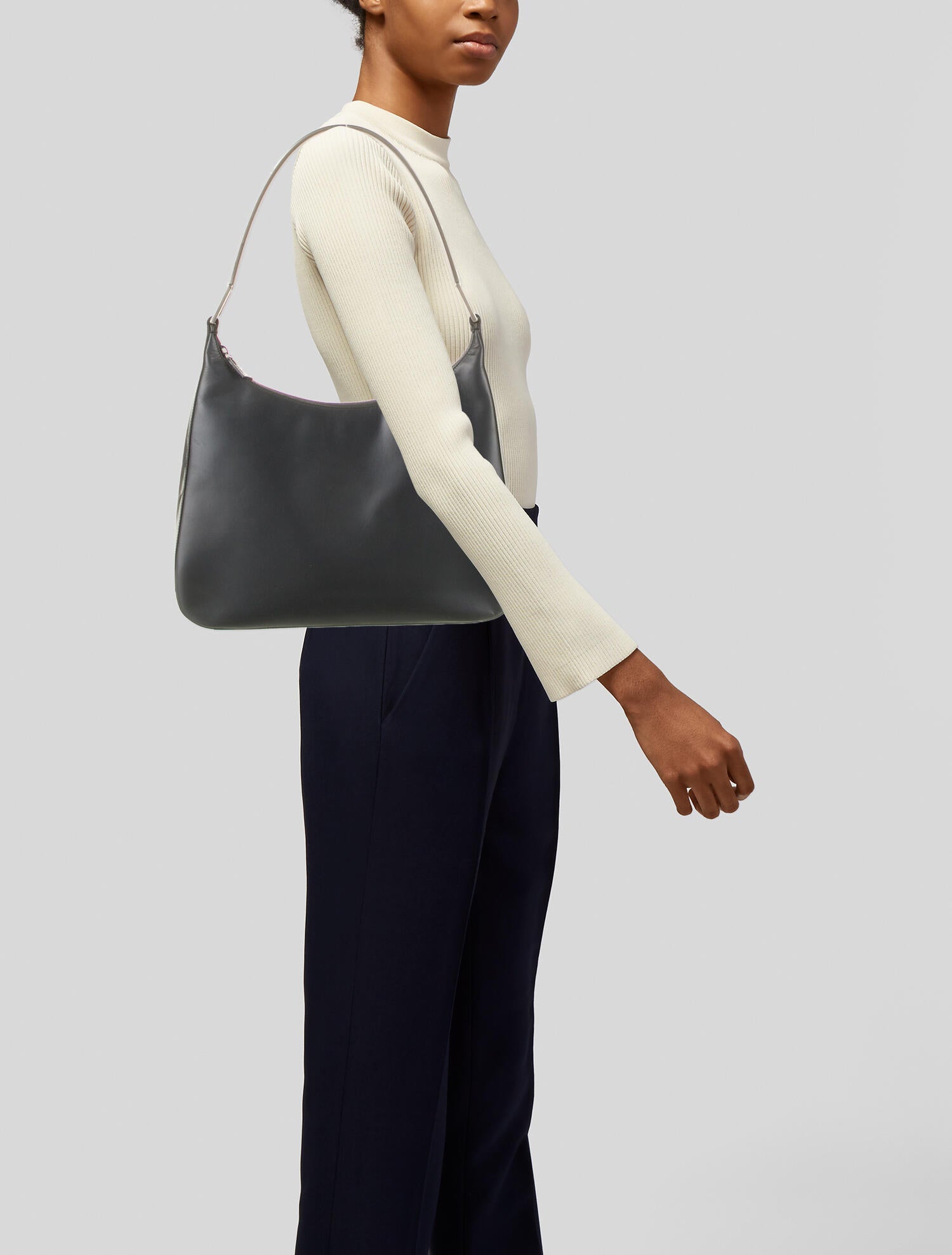 Prada Vintage Vitello Metallo Cleo Bag - Grey Shoulder Bags