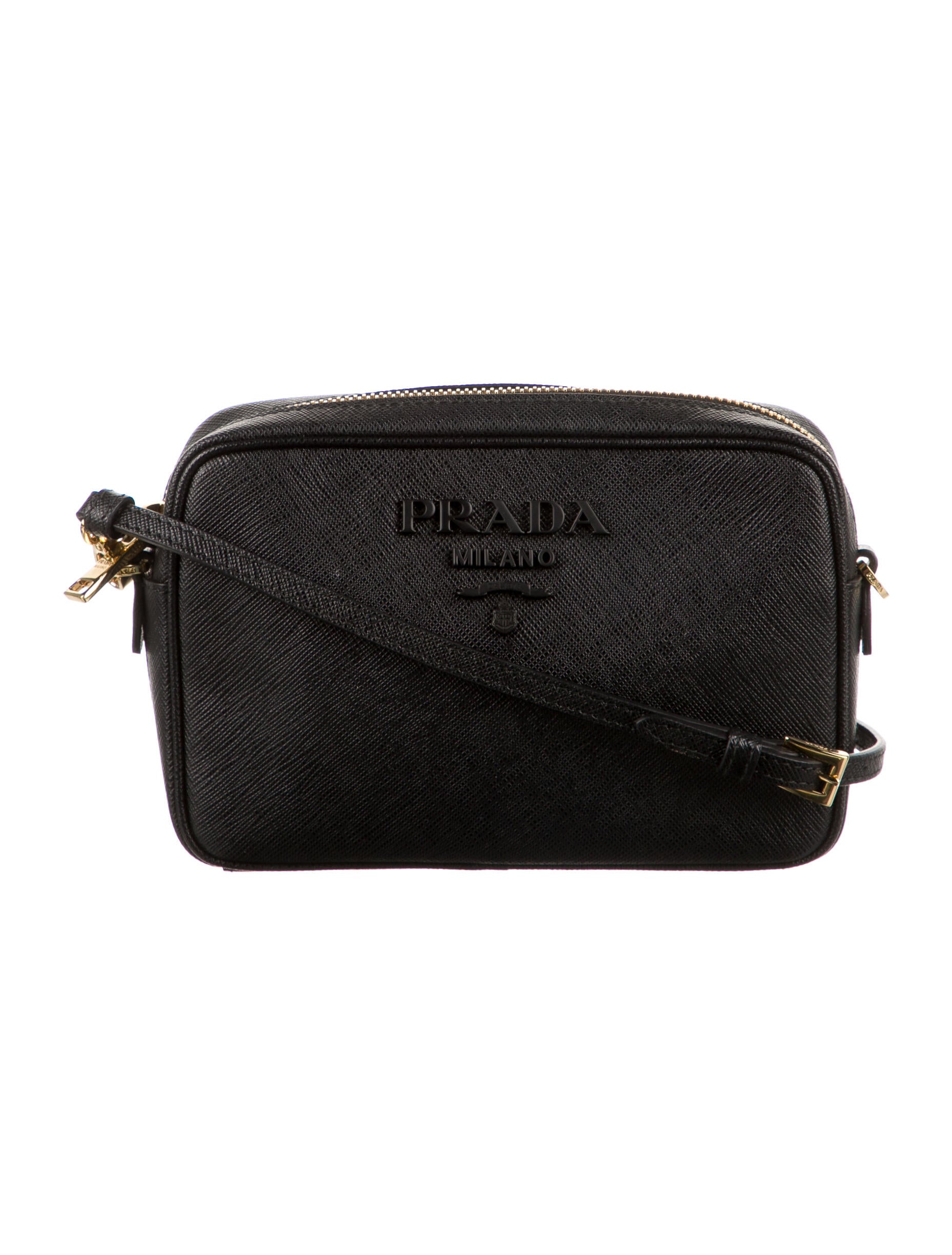Prada Saffiano Lux Mini Camera Bag Black Crossbody Bags, Handbags PRA753793 The RealReal