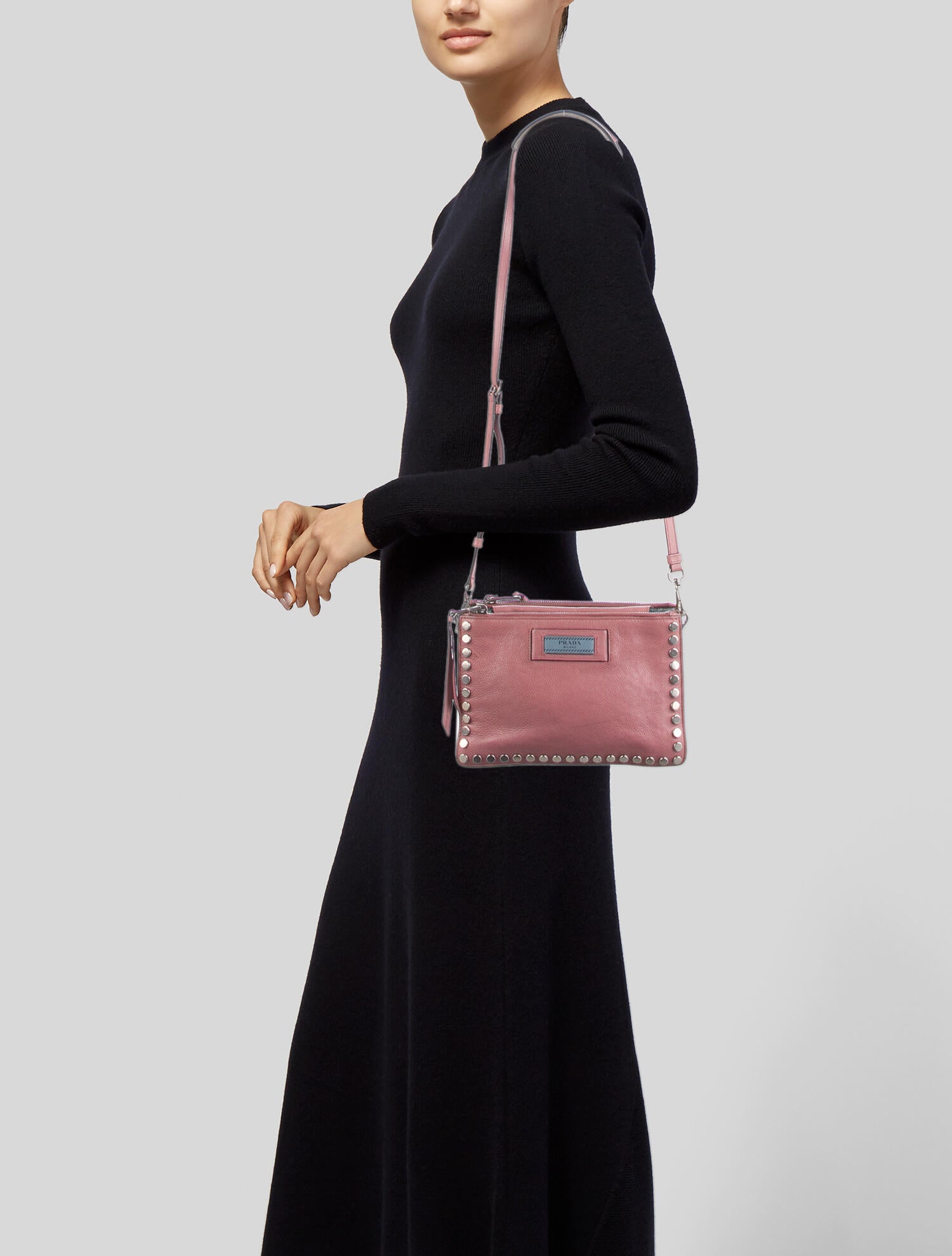 Prada Glace Calf Etiquette Crossbody Bag Pink Crossbody Bags