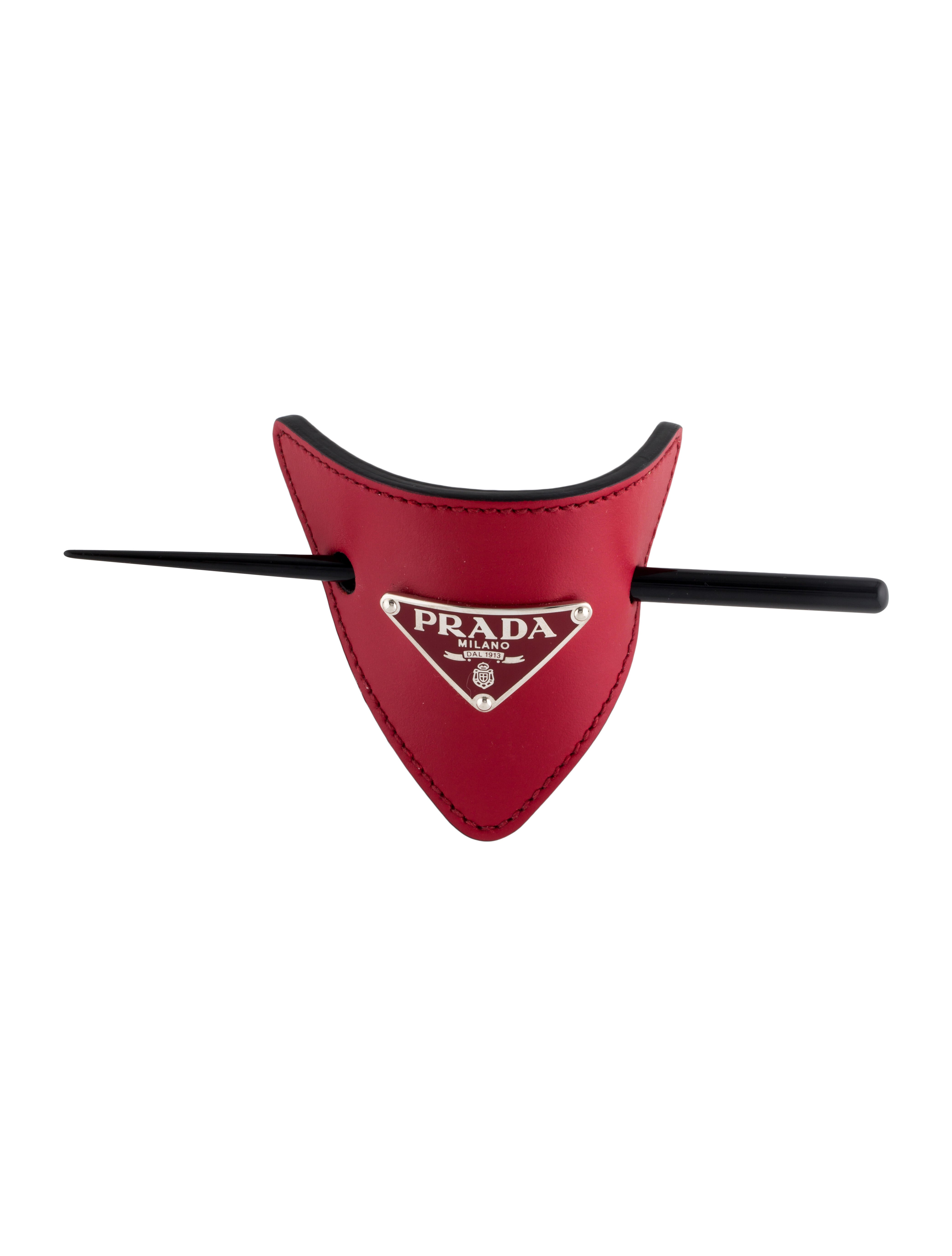 Prada Chopstick Logo Hair Clip - Red Hair Accessories