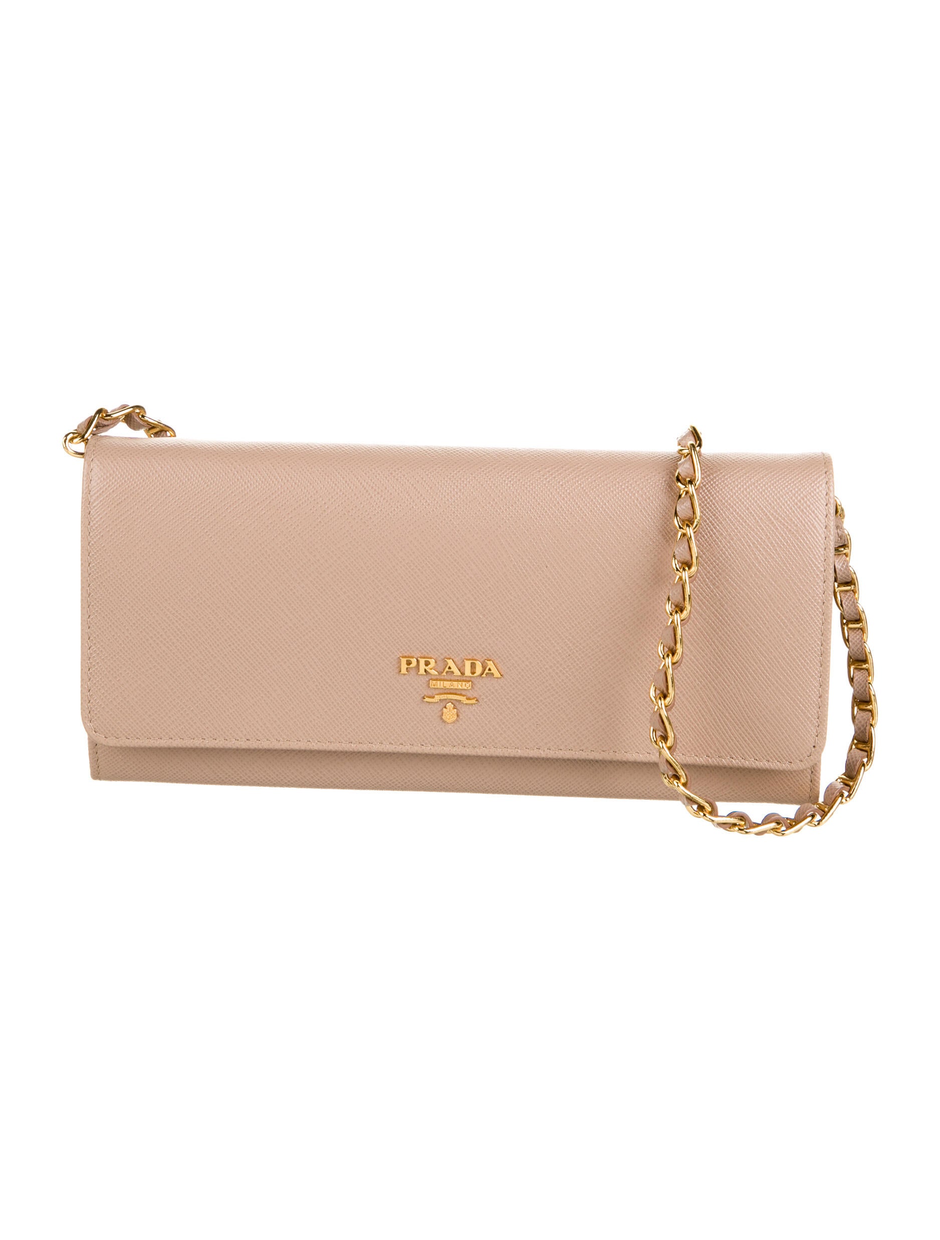 Prada Saffiano Metal Wallet on Chain Pink Crossbody Bags, Handbags