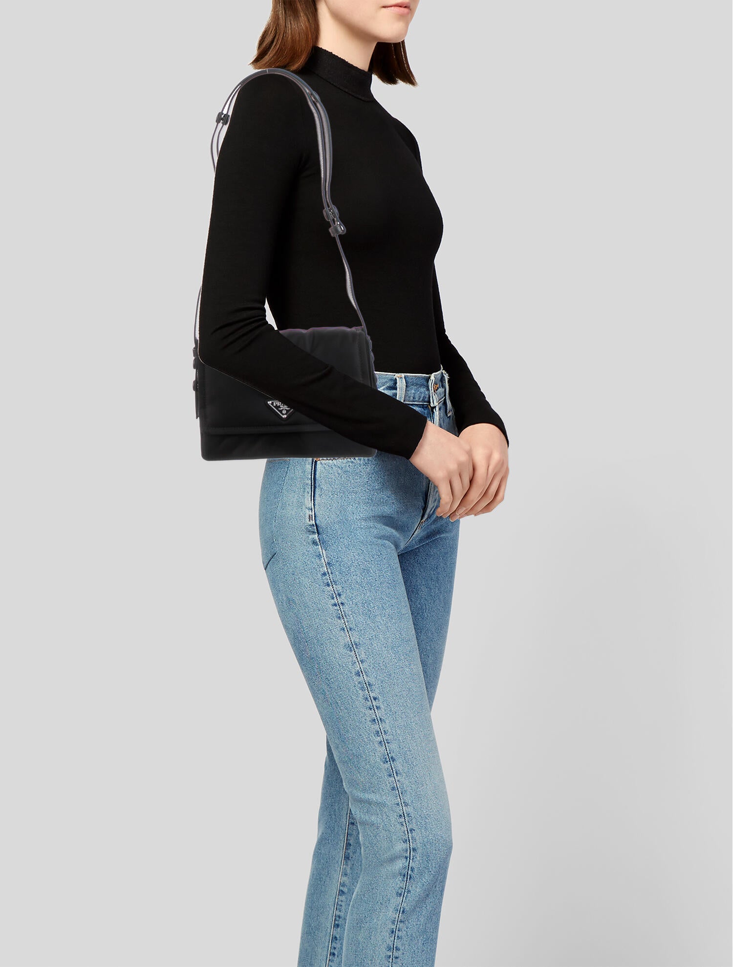 Prada ReNylon Padded Shoulder Bag Black Shoulder Bags, Handbags