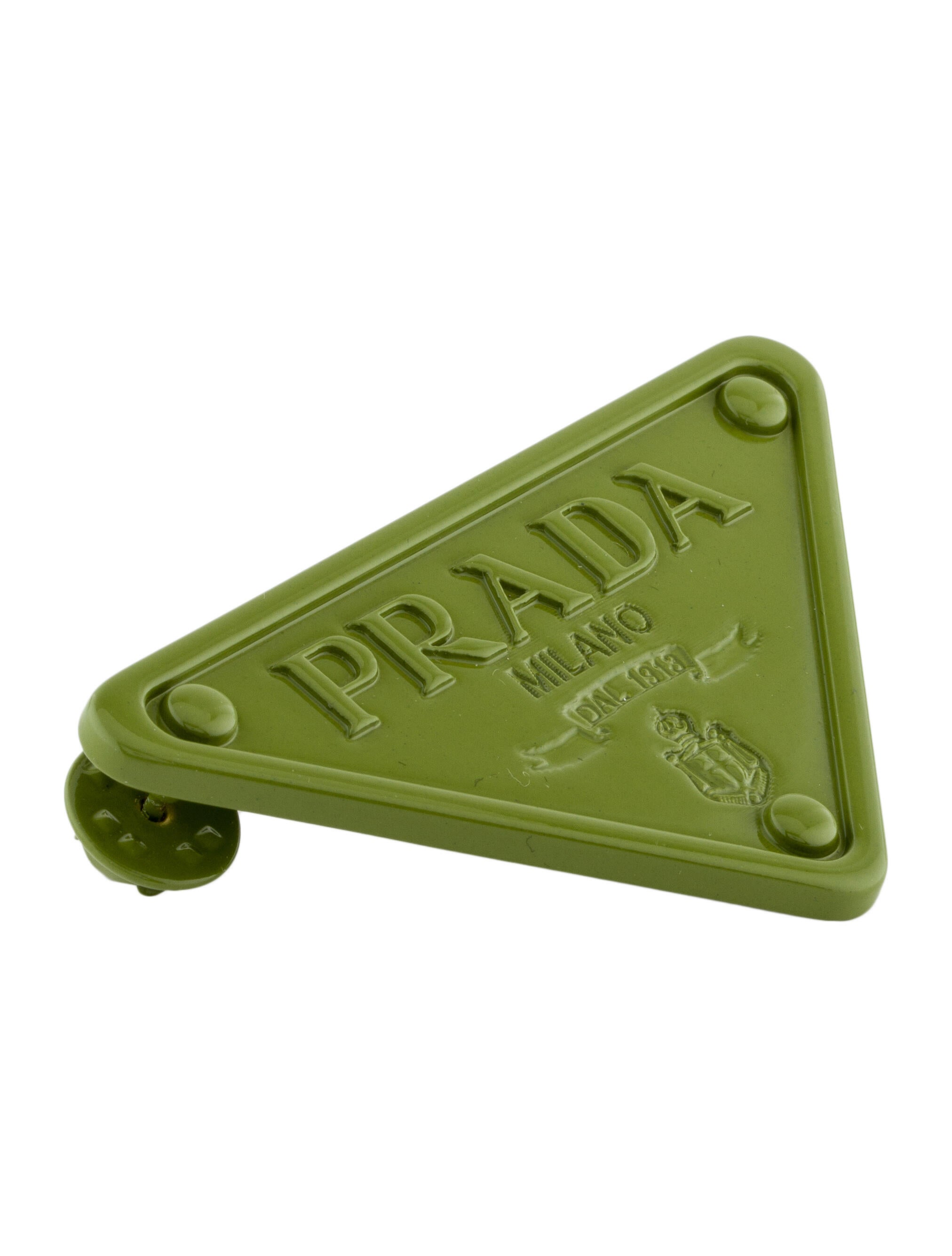 prada logo brooch