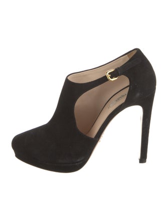 Prada Suede Cutout Accent Pumps