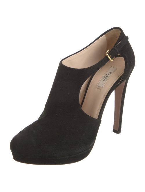 Prada Suede Cutout Accent Pumps