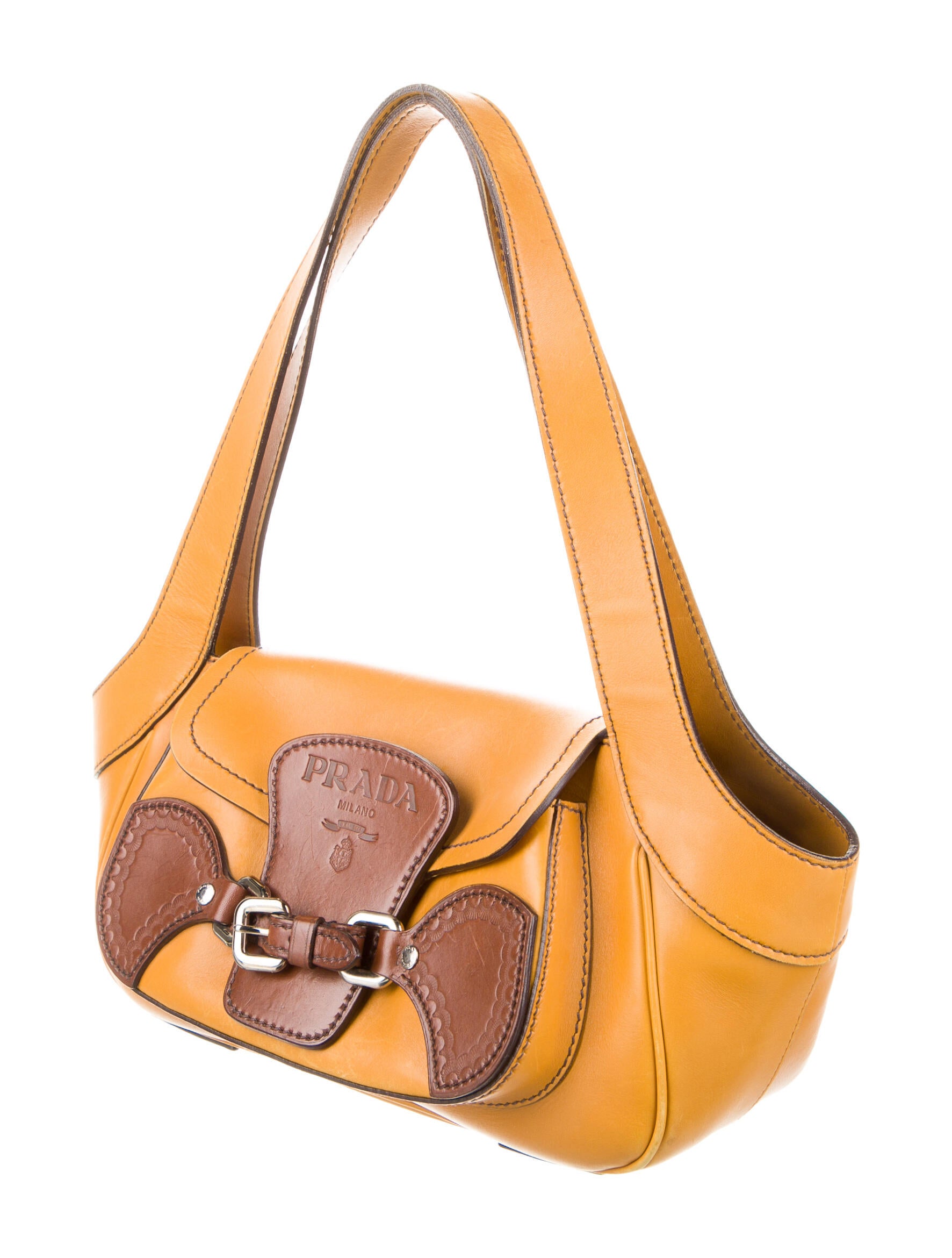 Prada Vitello Cuoio Shoulder Bag - Yellow Shoulder Bags, Handbags
