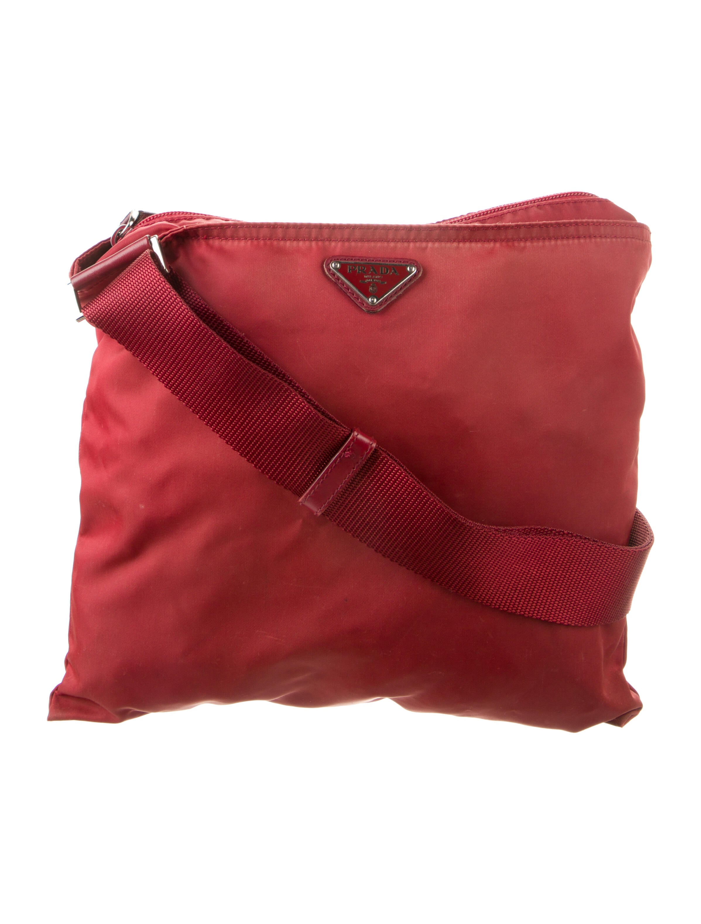 Prada Tessuto Mini Flat Messenger Bag Pink Shoulder Bags, Handbags