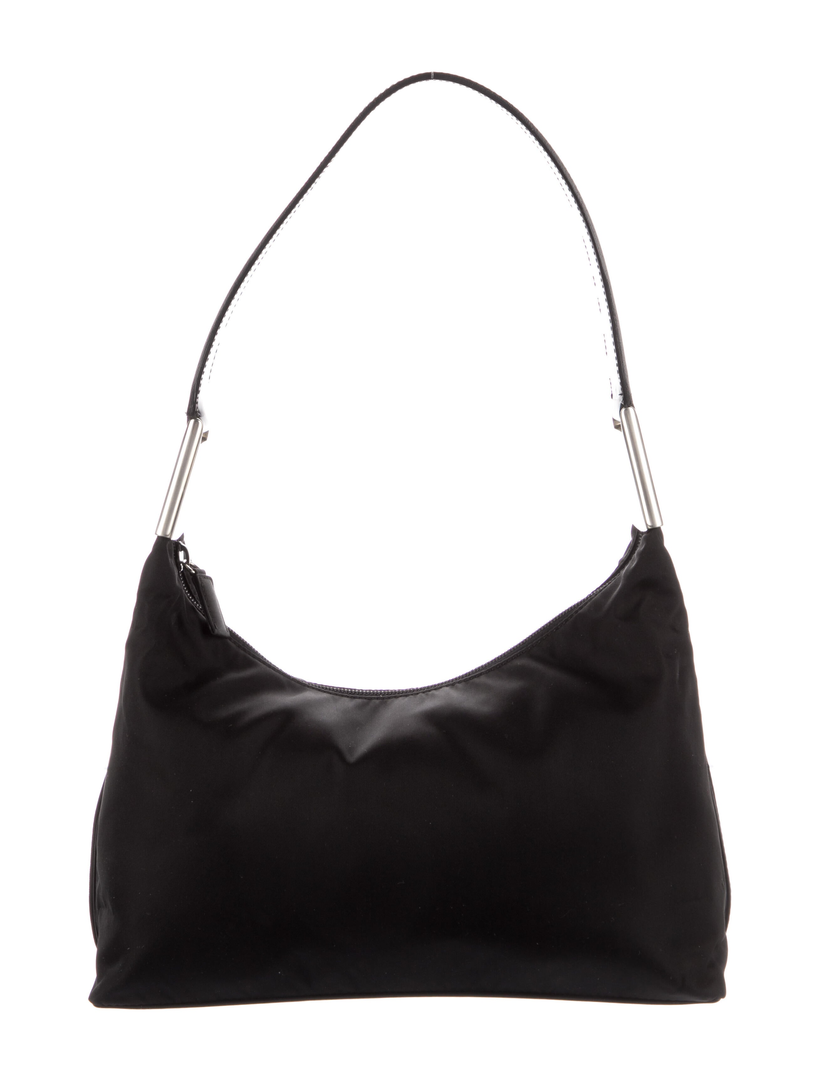 Prada LeatherTrimmed Tessuto Shoulder Bag Black Shoulder Bags