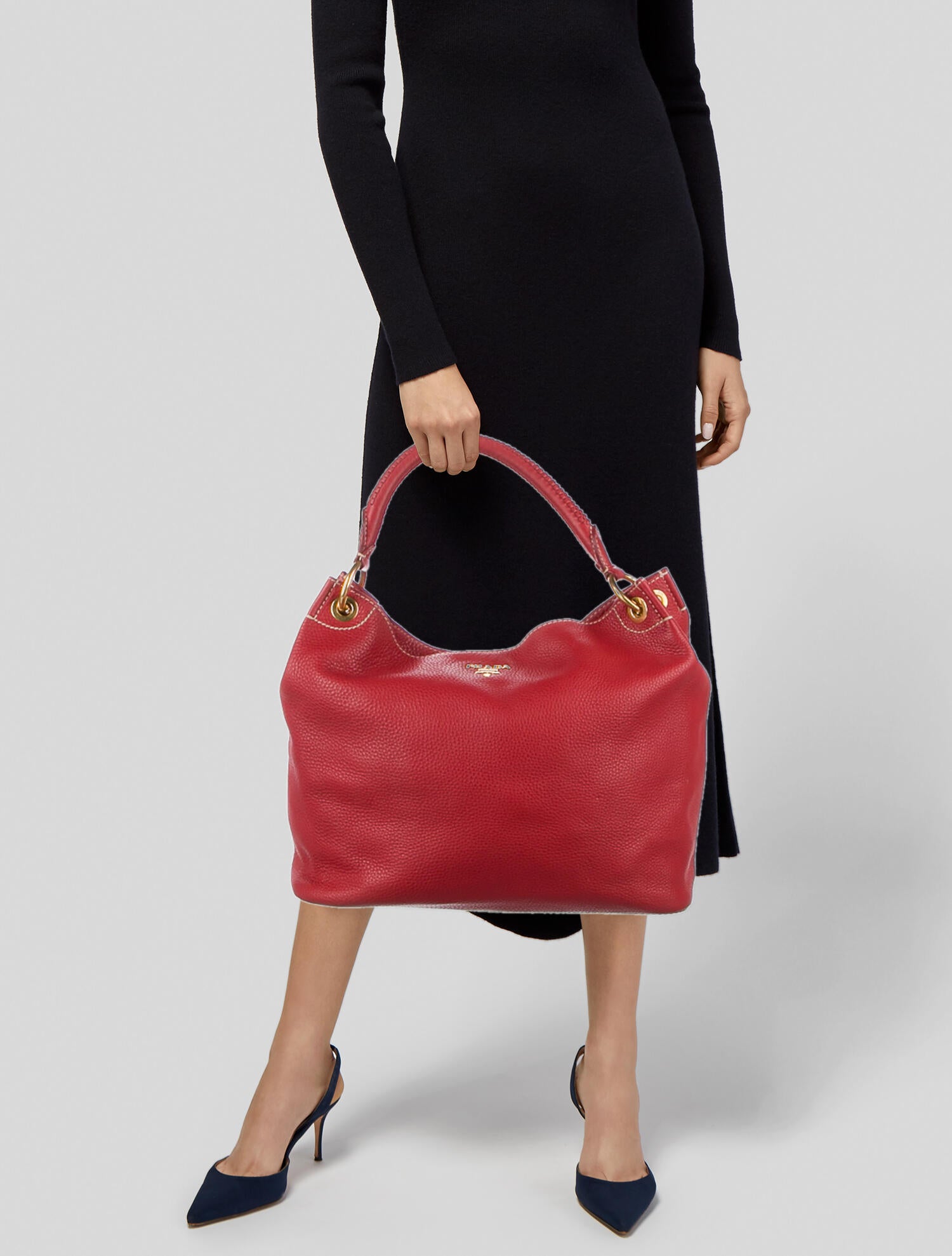 Prada Leather Hobo Bag Red Hobos, Handbags PRA775515 The RealReal