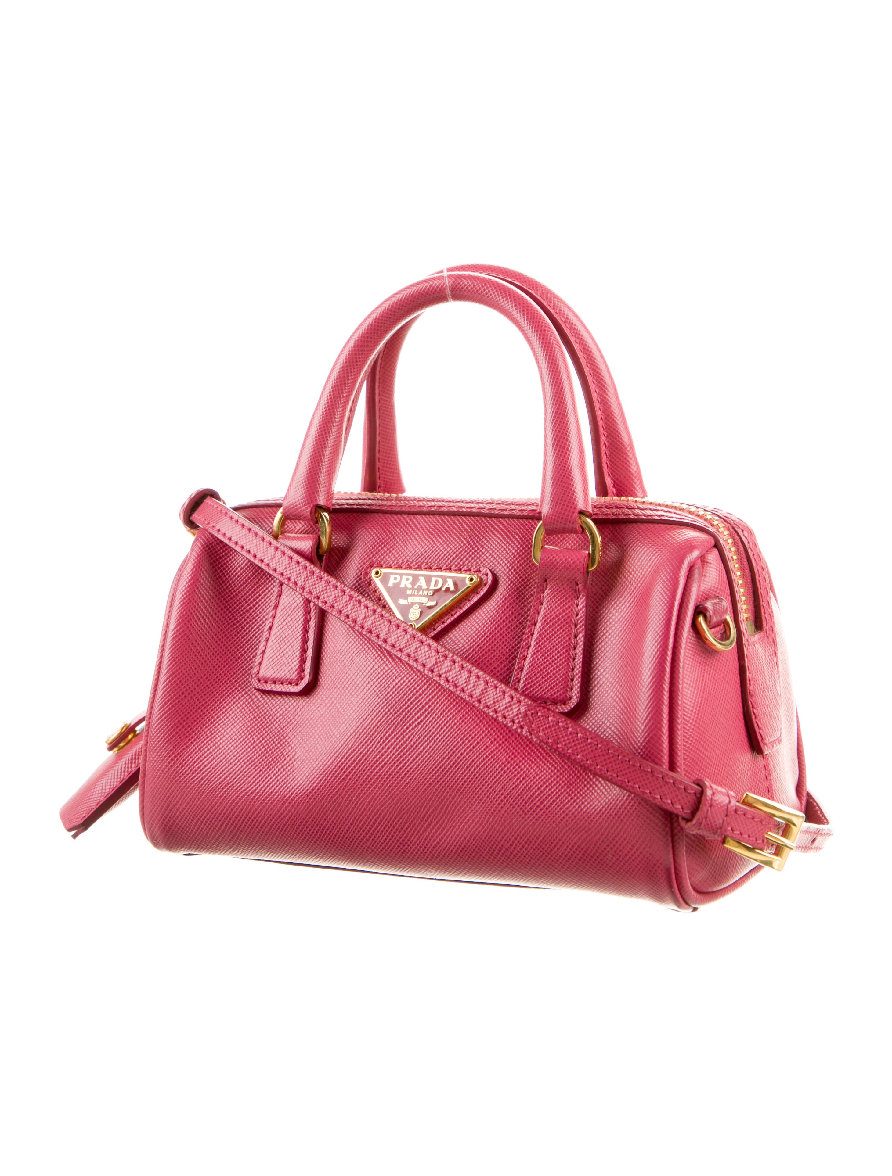 Prada Saffiano Mini Convertible Boston Bag - Pink Mini Bags