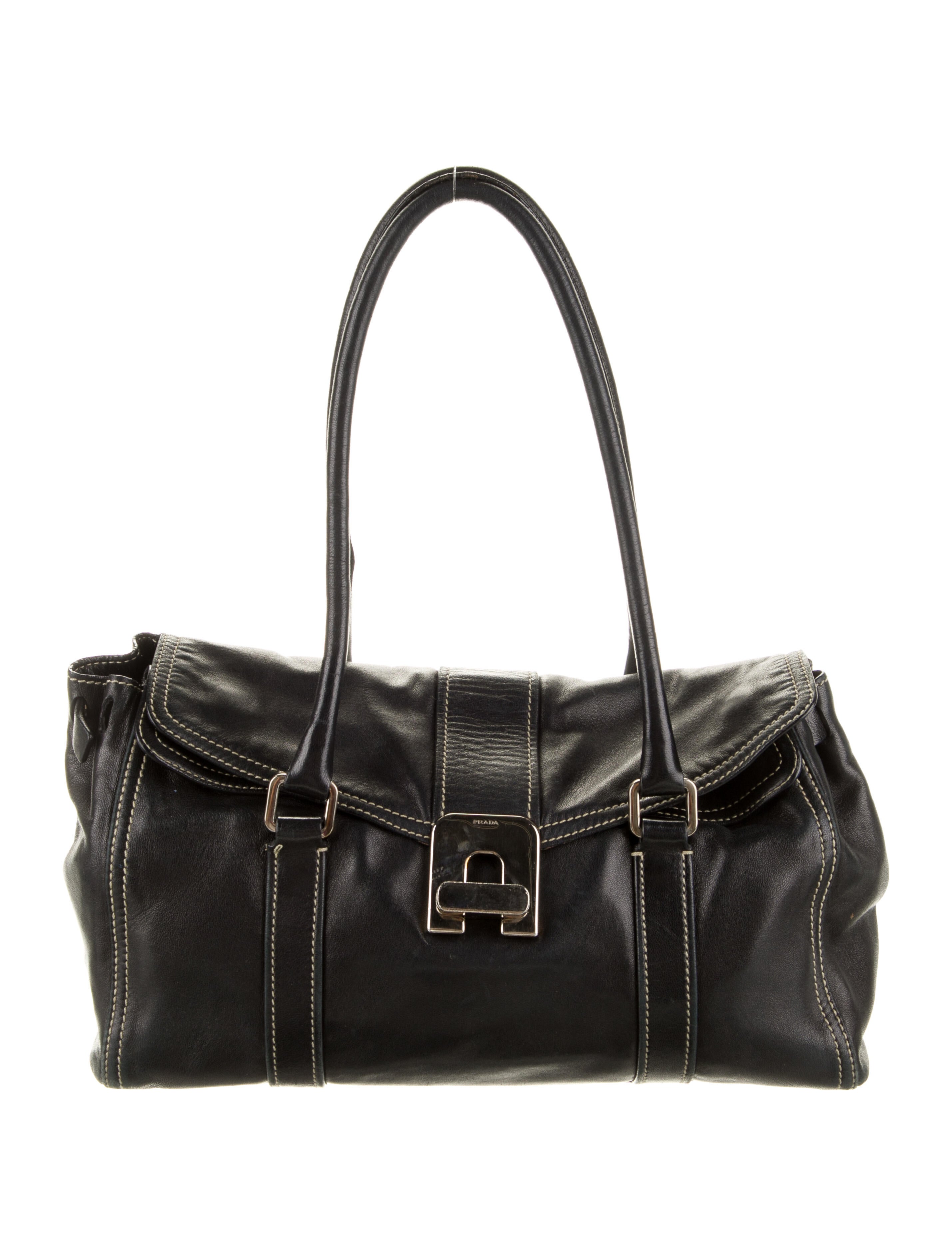 Prada LeatherTrimmed Nylon Shoulder Bag Black Shoulder Bags