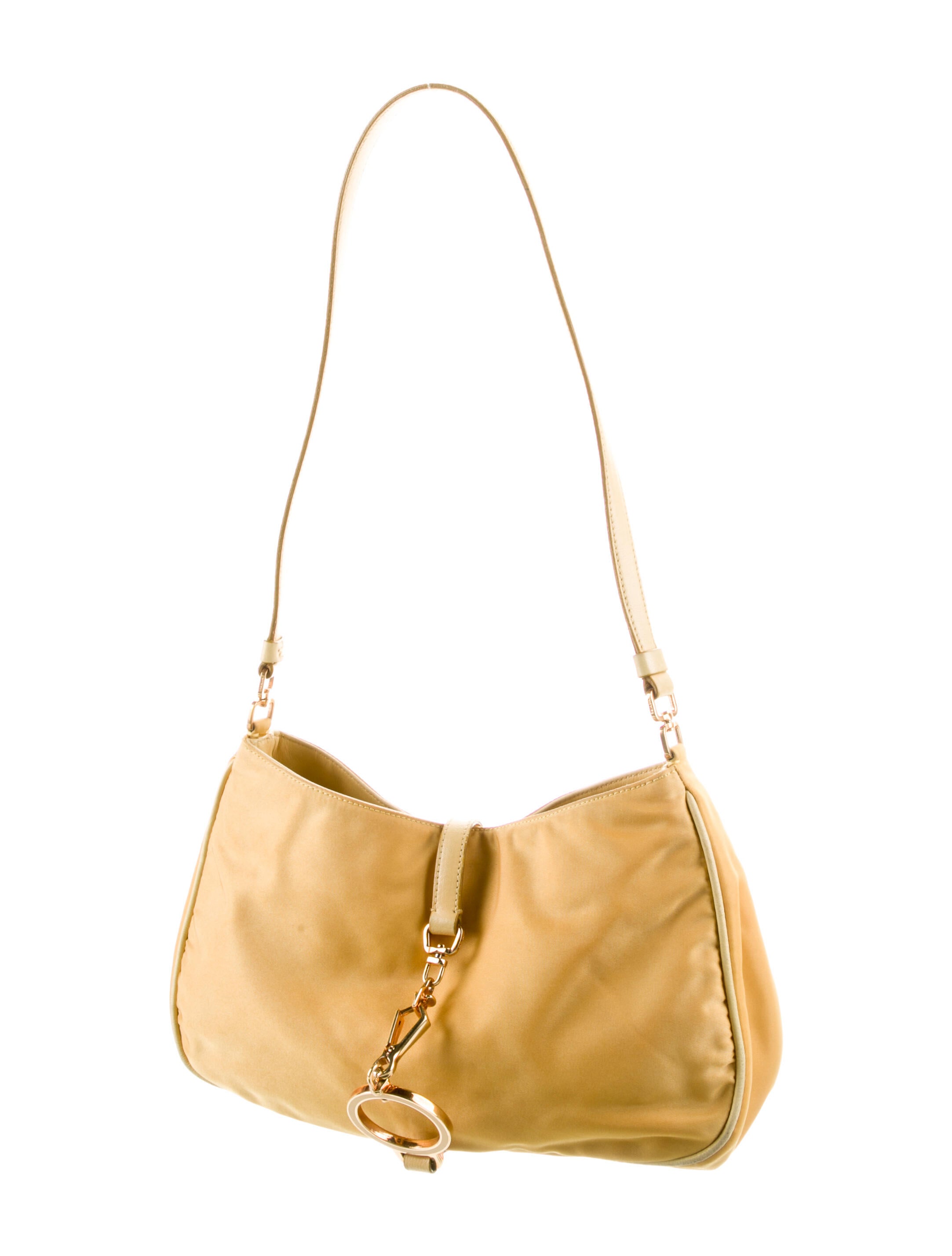 Prada Vintage Nylon Shoulder Bag Yellow Shoulder Bags, Handbags