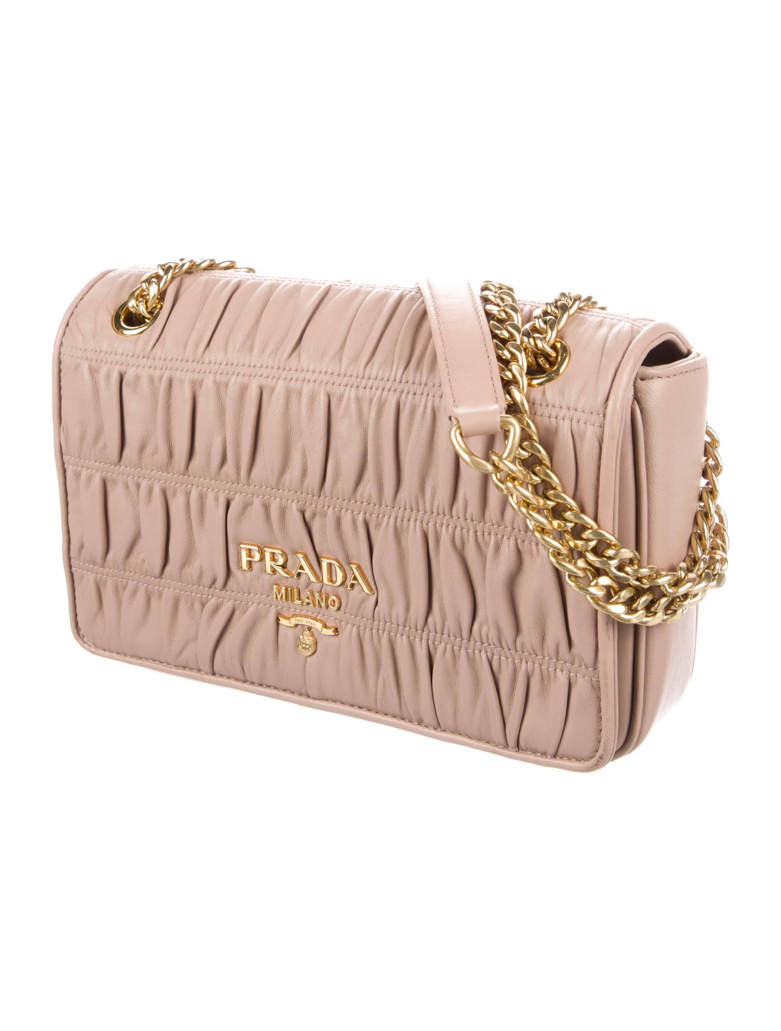 Prada Nappa Gaufre Flap Bag Neutrals Crossbody Bags, Handbags