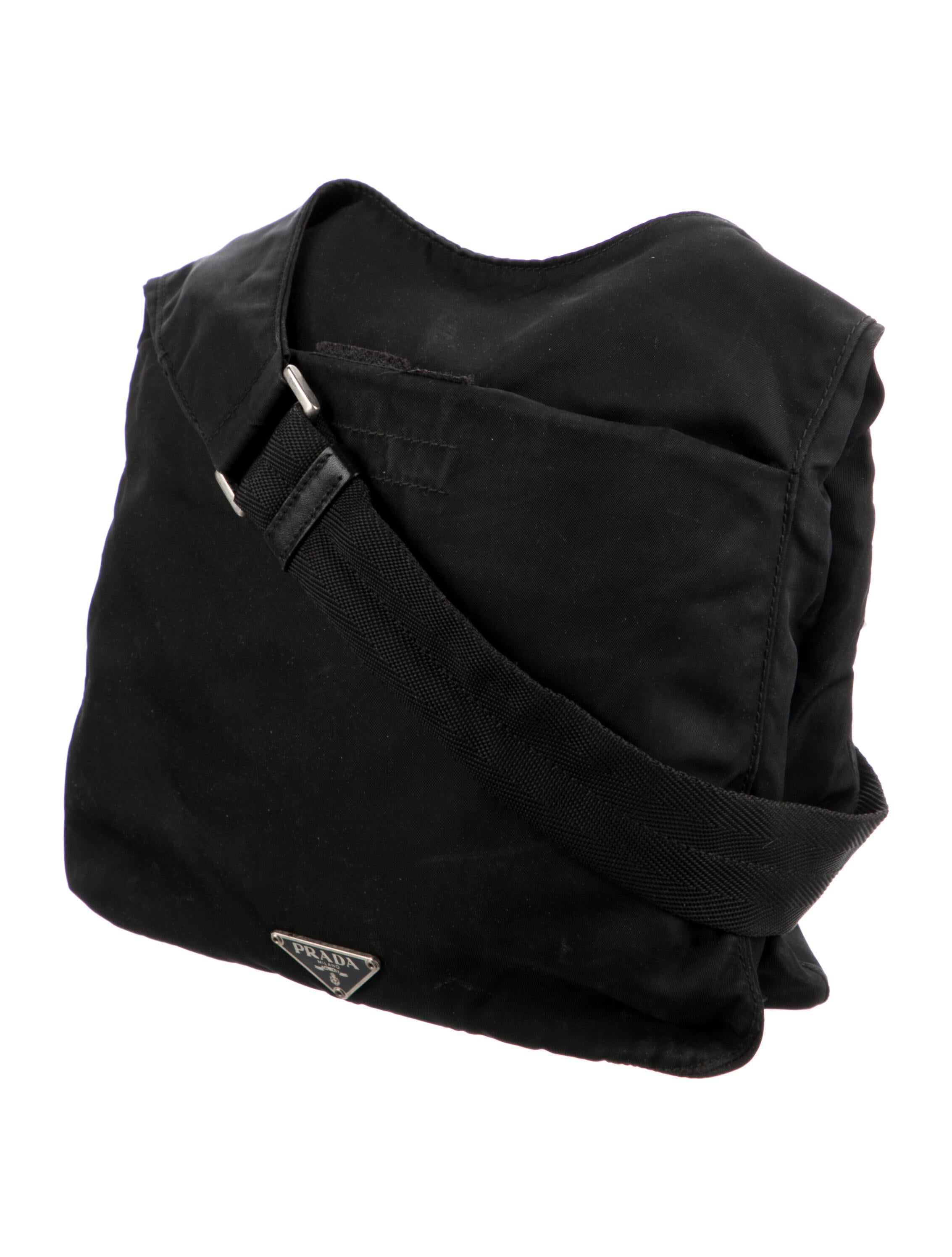 Prada Vela Flat Messenger Bag Black Shoulder Bags, Handbags