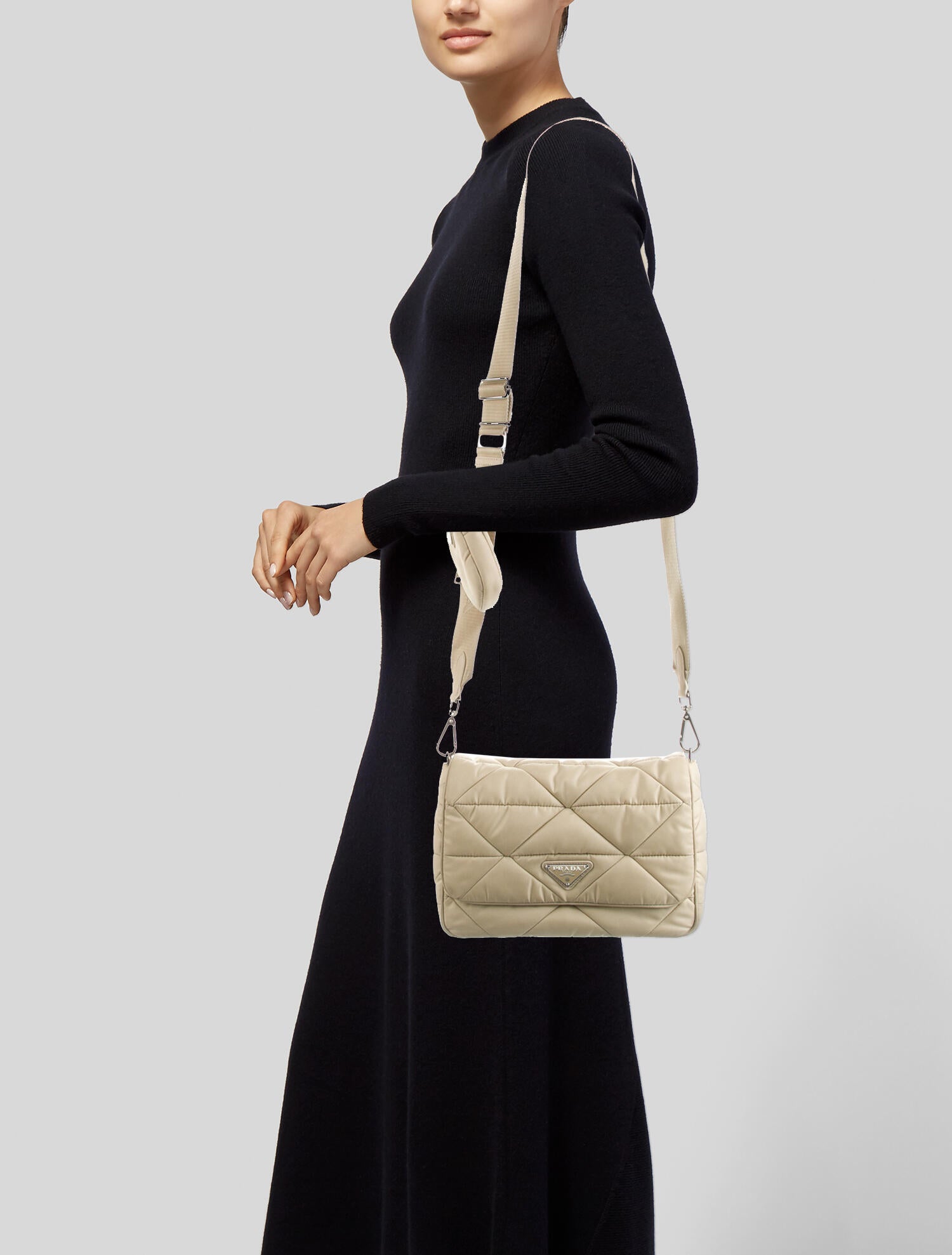 Prada 2022 ReNylon Padded Shoulder Bag Neutrals Crossbody Bags