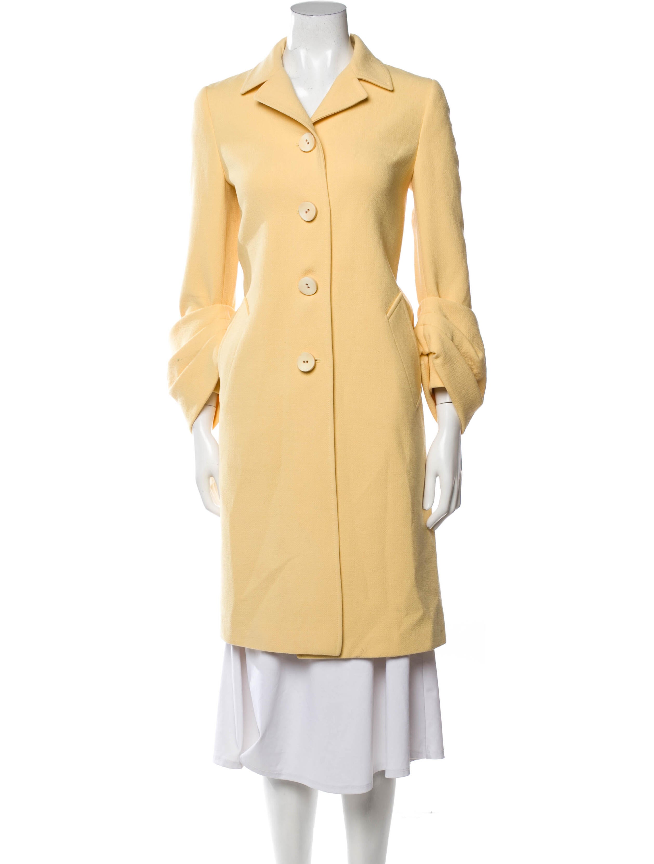 Prada Virgin Wool Trench Coat Yellow Coats, Clothing PRA801599