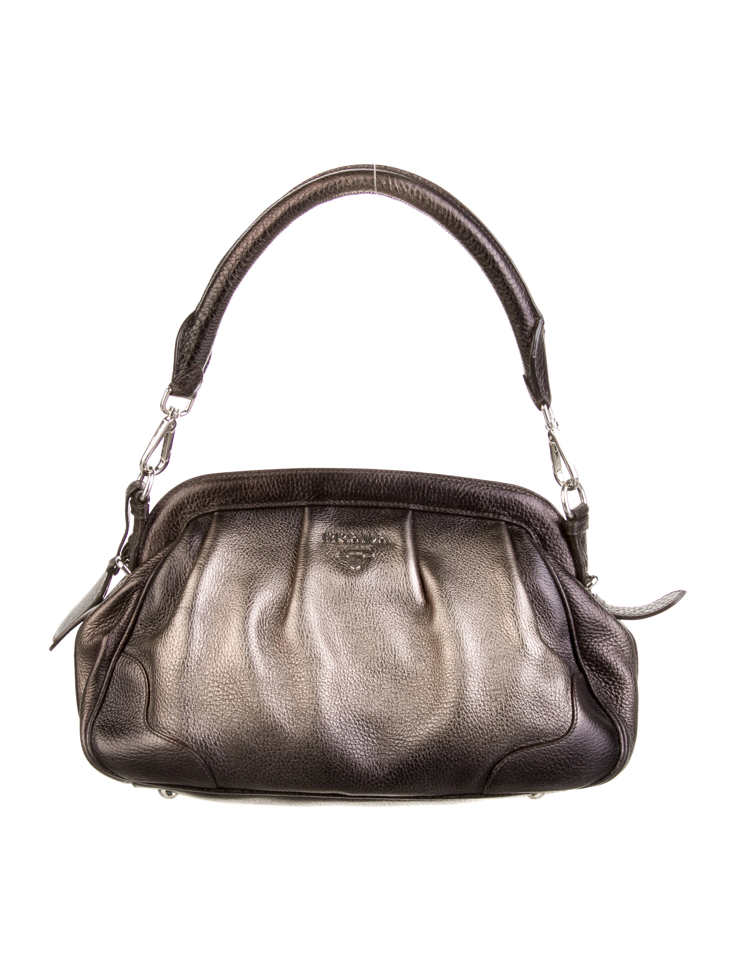 Prada Vintage Vitello Daino Antik Frame Bag - Black Shoulder Bags 