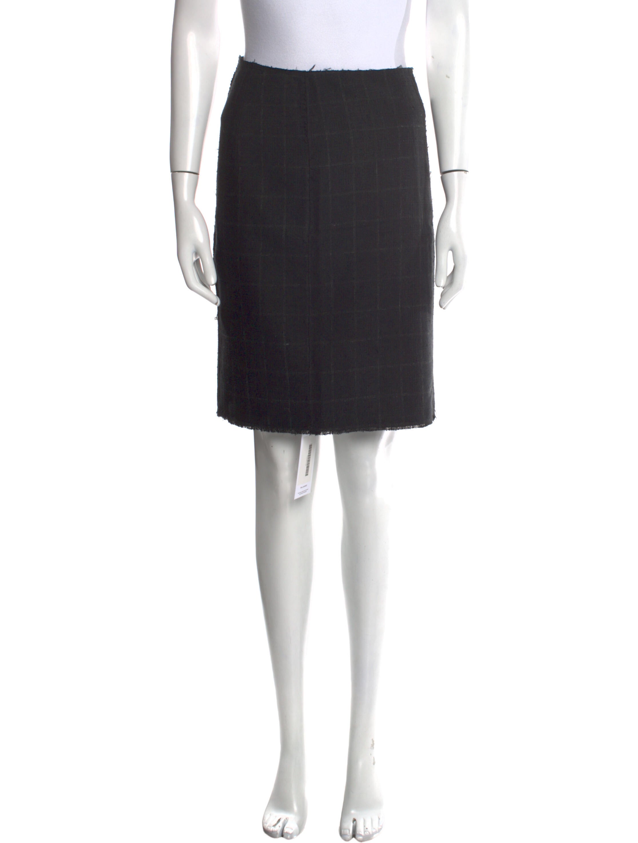 Prada Raw-Edge Trim Knee-Length Skirt