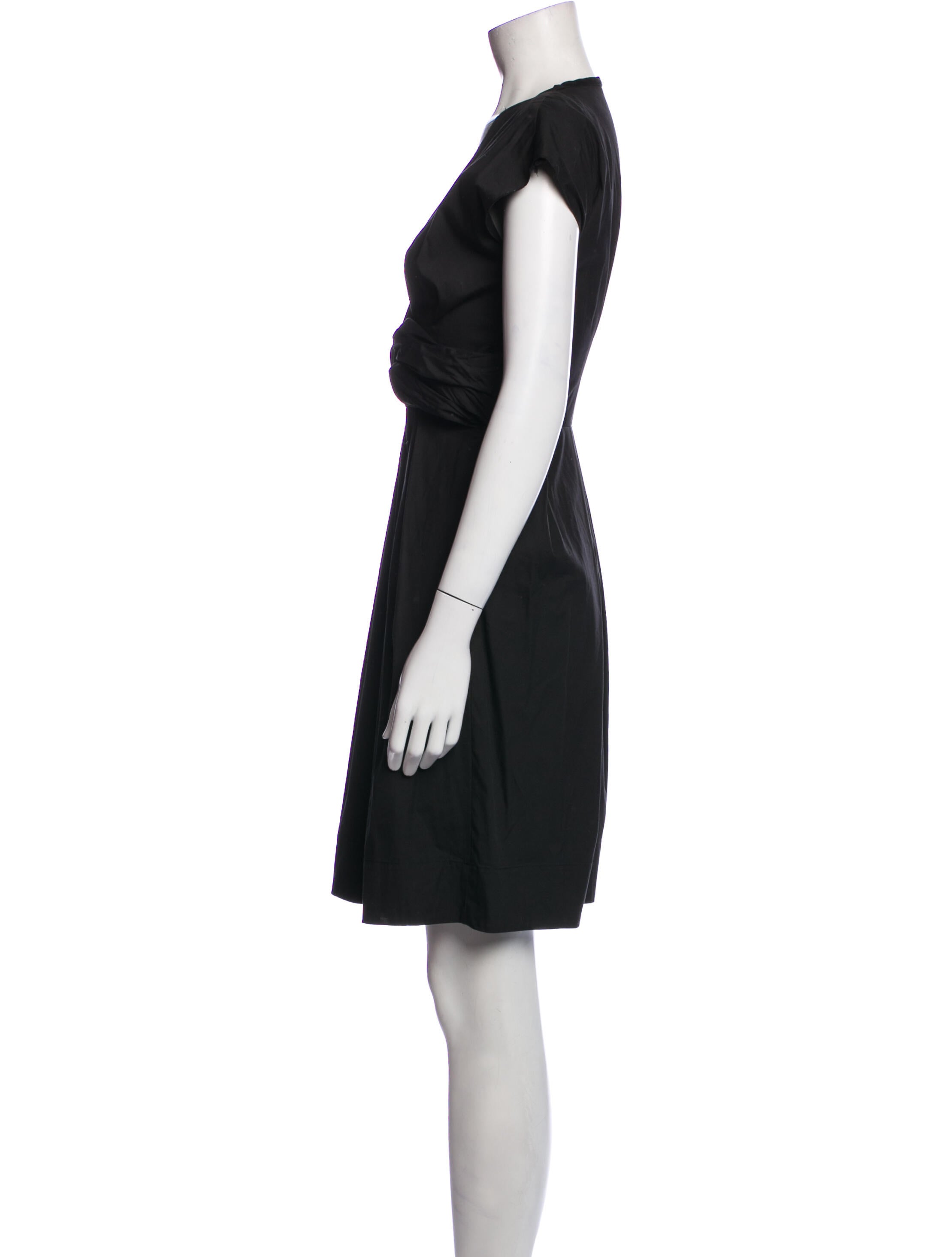 Prada V-Neck Mini Dress - Black Dresses, Clothing