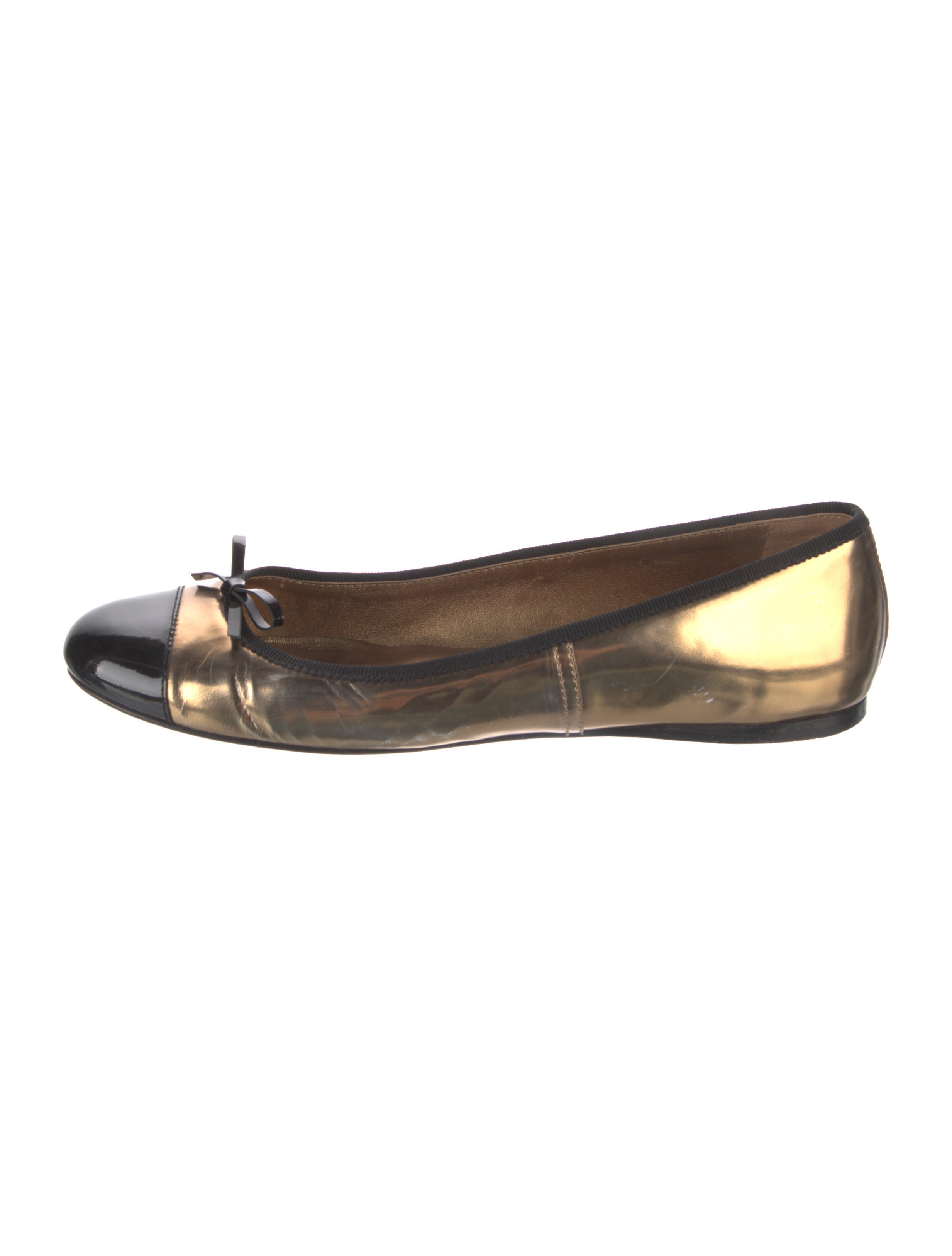 Prada Leather Bow Accents Ballet Flats