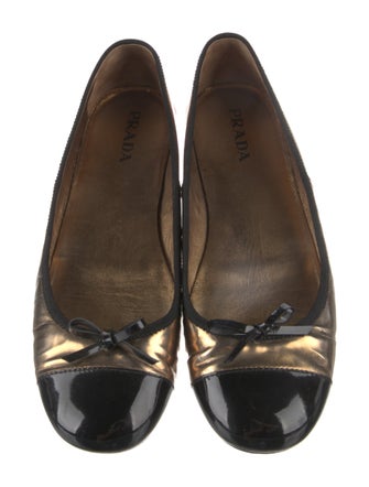 Prada Leather Bow Accents Ballet Flats