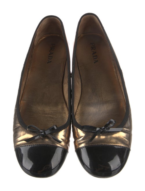 Prada Leather Bow Accents Ballet Flats
