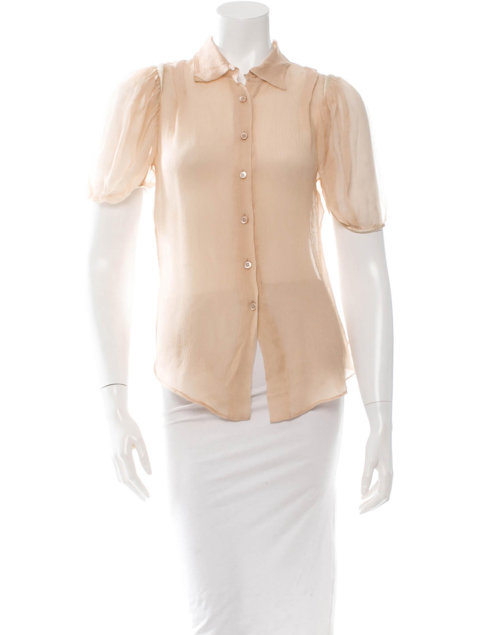 Prada Sheer Silk Top Clothing PRA80502 The RealReal