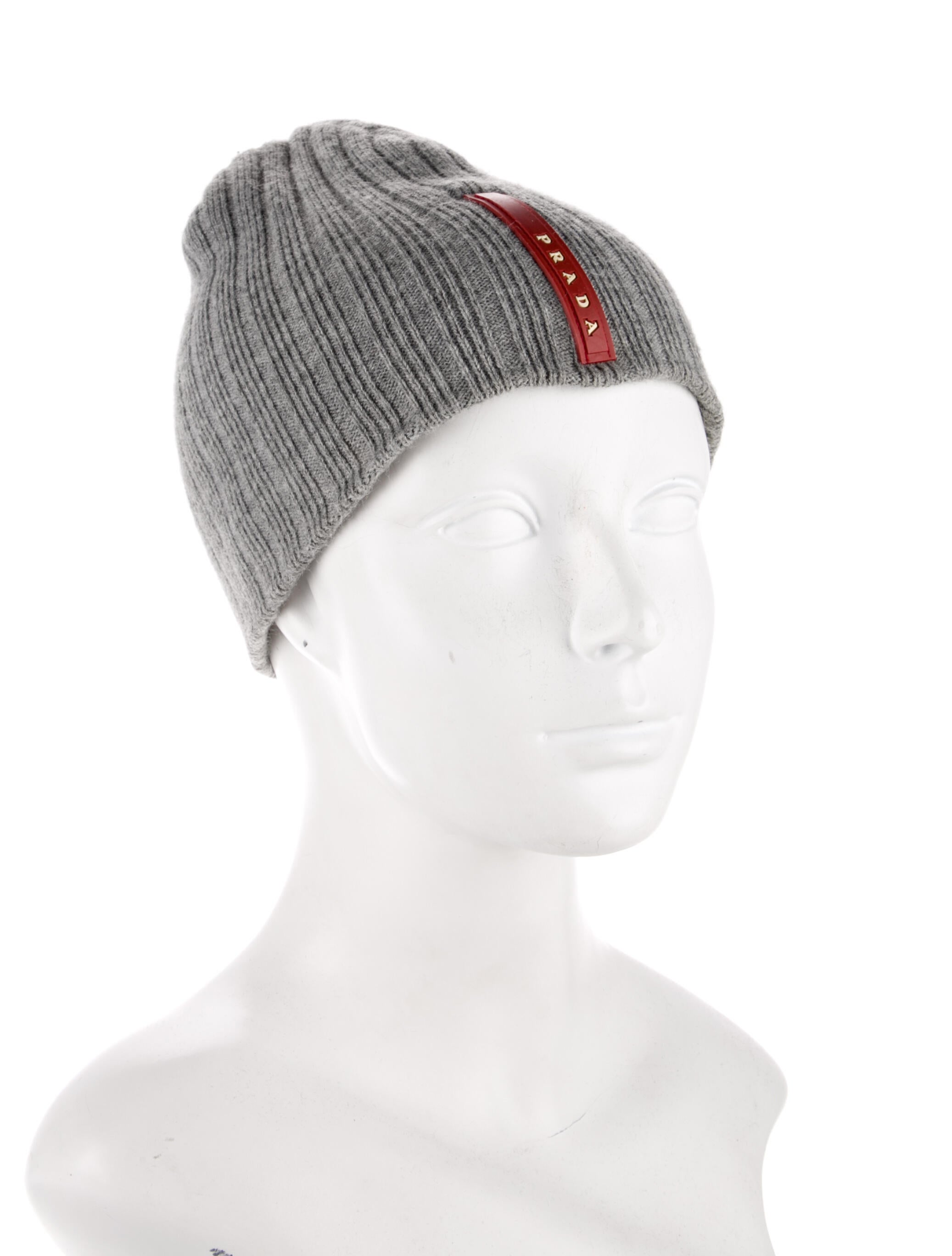 PRADAグレー ビーニー Slate Gray Wool and cashmere beanie | PRADA - United States