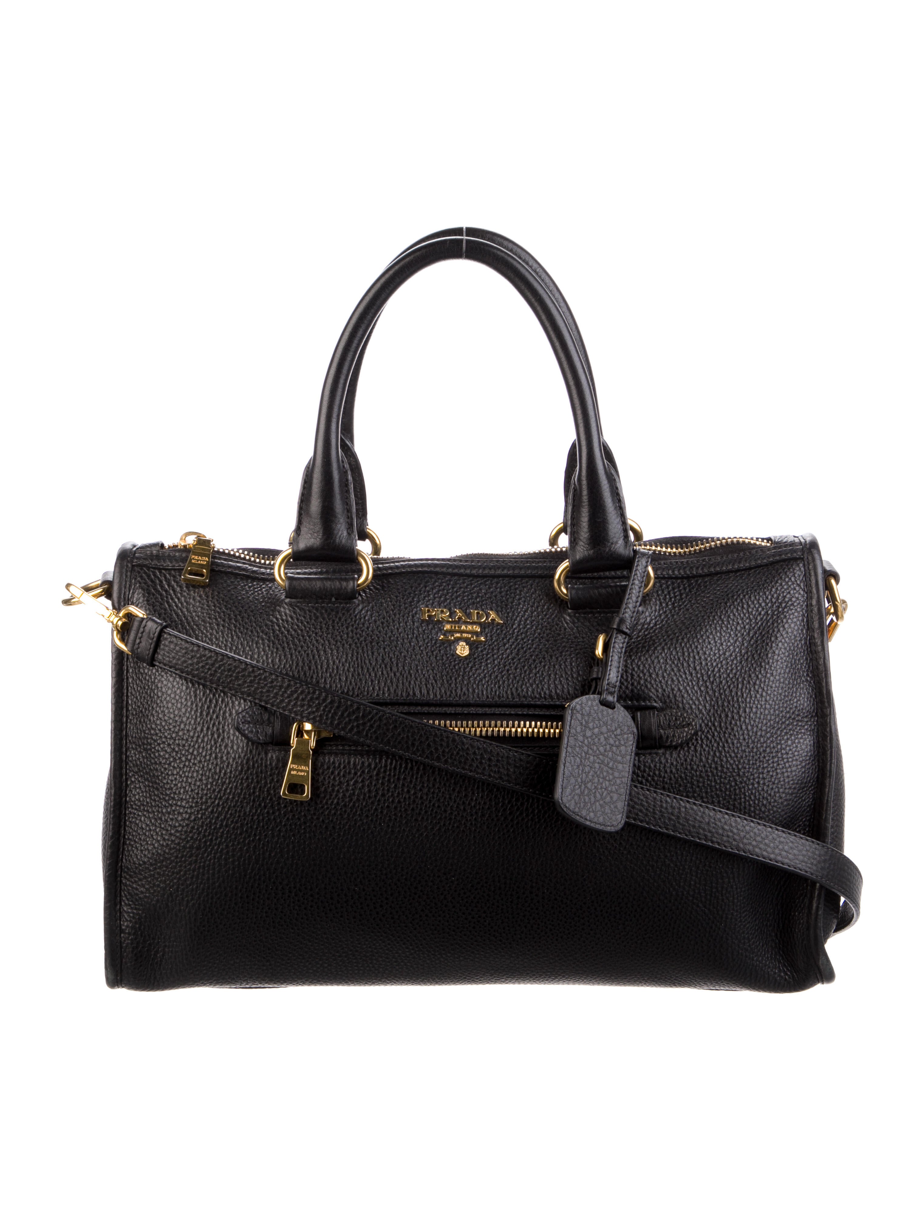 Prada Vitello Phenix Pocket Handle Bag Black Shoulder Bags, Handbags