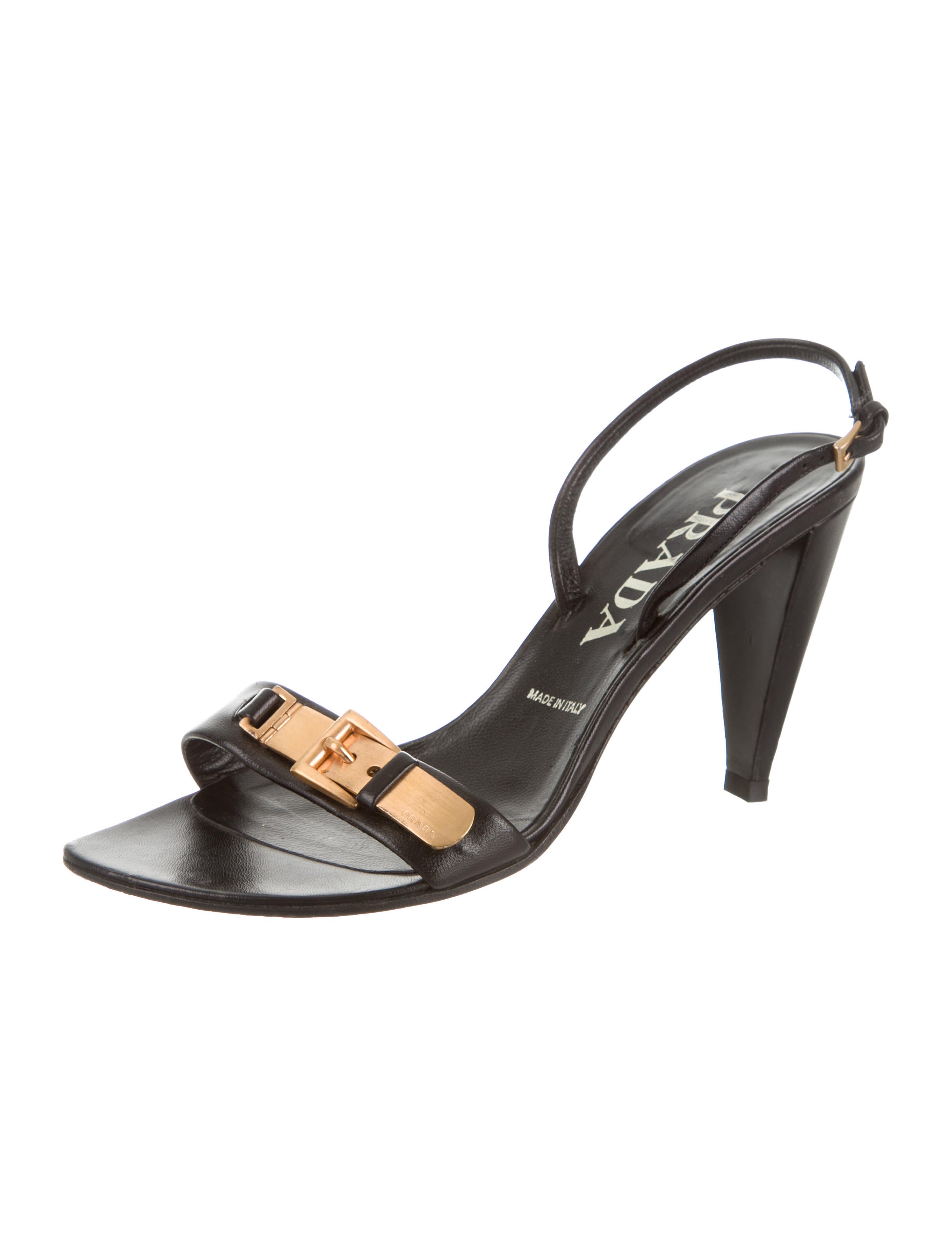 Prada BuckleEmbellished Sandals Black Sandals, Shoes PRA81020 The RealReal